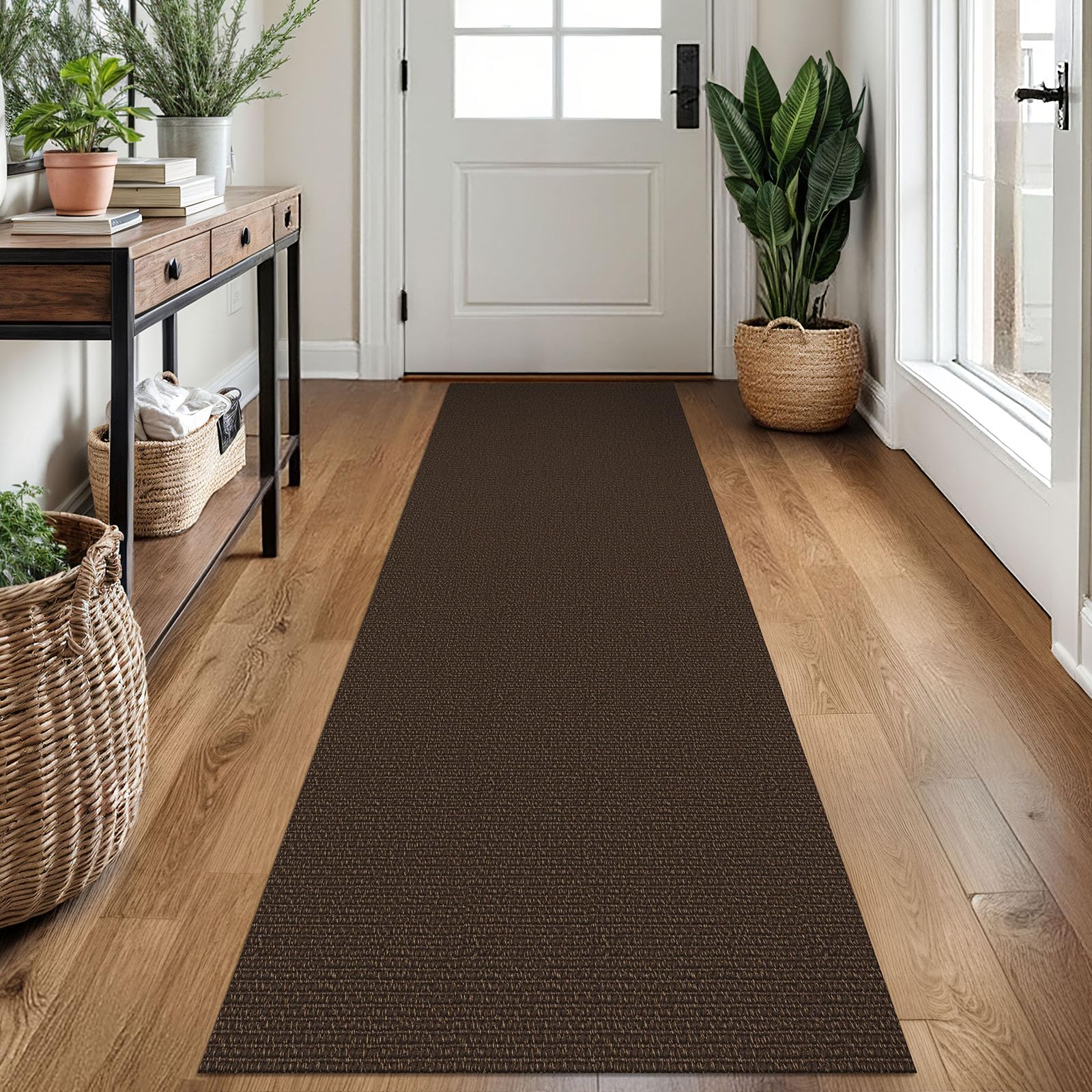 EARTHALL Washable Area Rug 4x6 Ft Non Slip Rugs for Entryway Braided Rubber Backed Bedroom Carpet Cotton Entry Rug Woven Floor Carpets for Bedroom Dining Room Living Room, Send/Beige
