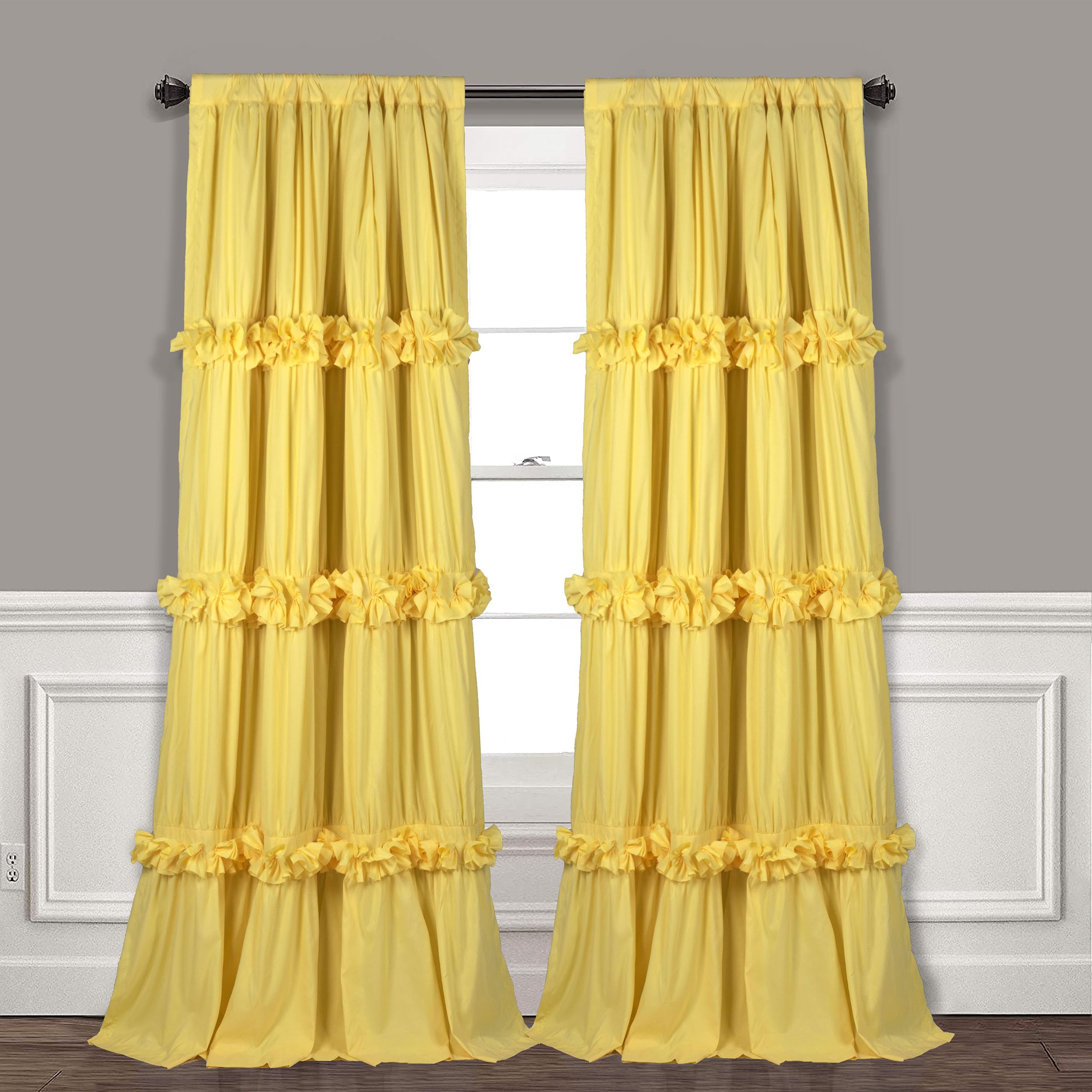Homechoice Decor Thermal Insulated Blackout Window Curtains, 54" W x 84" L (Pair), Boho Ruched Window Treatments with 3 Rows of Butterfly Flowers, Rustic Rod Pocket Drapes for Room, Camel (LQ-30)