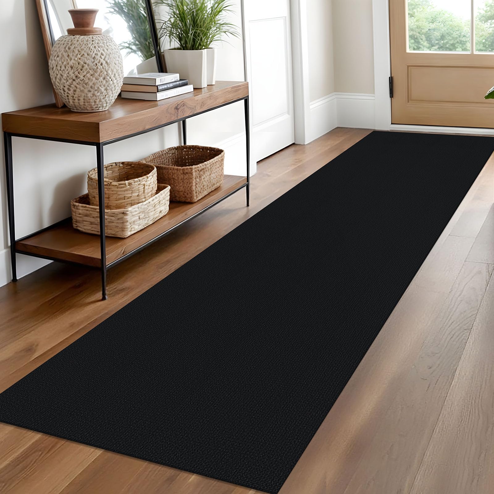 EARTHALL Washable Area Rug 4x6 Ft Non Slip Rugs for Entryway Braided Rubber Backed Bedroom Carpet Cotton Entry Rug Woven Floor Carpets for Bedroom Dining Room Living Room, Send/Beige