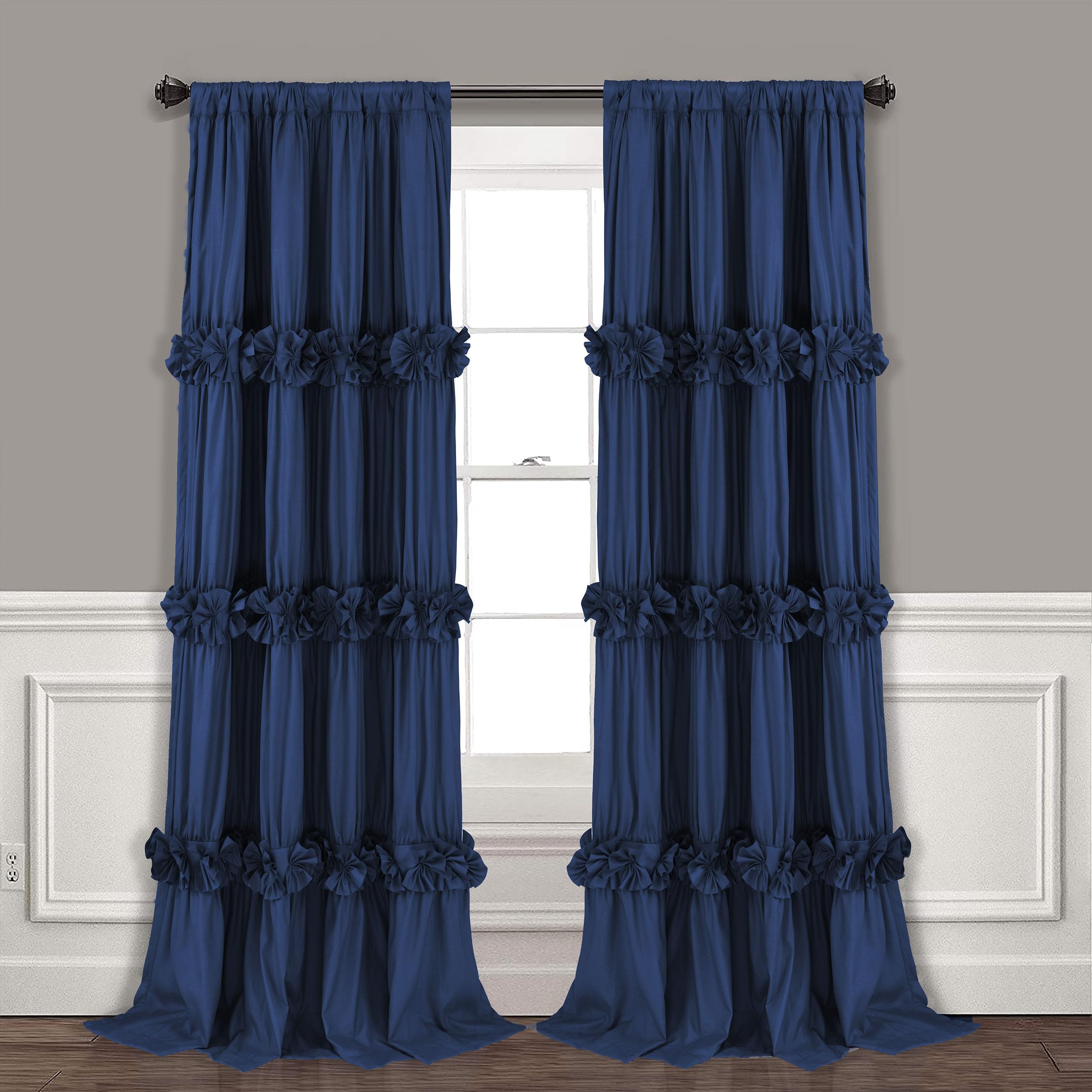 Homechoice Decor Thermal Insulated Blackout Window Curtains, 54" W x 84" L (Pair), Boho Ruched Window Treatments with 3 Rows of Butterfly Flowers, Rustic Rod Pocket Drapes for Room, Camel (LQ-30)