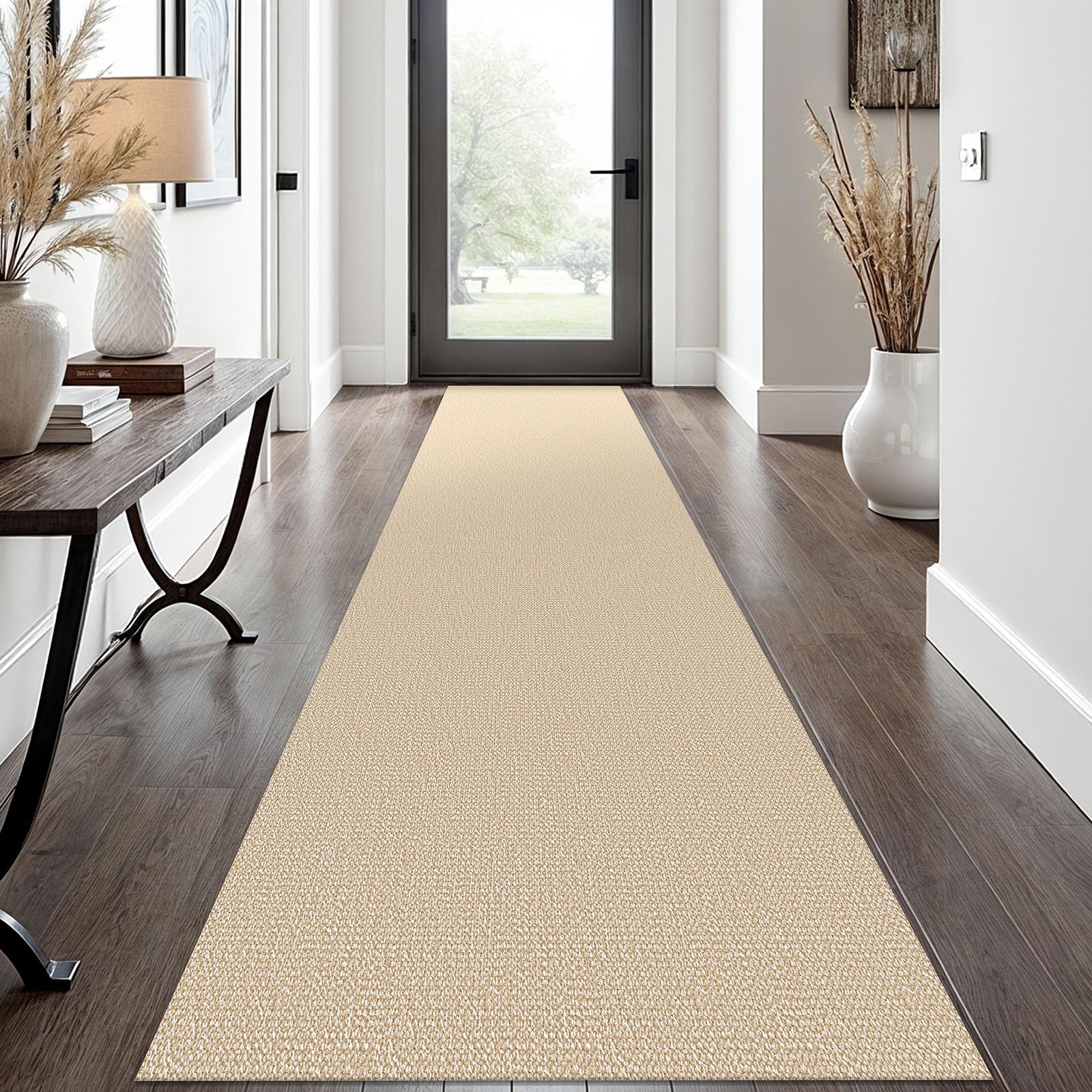 EARTHALL Washable Area Rug 4x6 Ft Non Slip Rugs for Entryway Braided Rubber Backed Bedroom Carpet Cotton Entry Rug Woven Floor Carpets for Bedroom Dining Room Living Room, Send/Beige