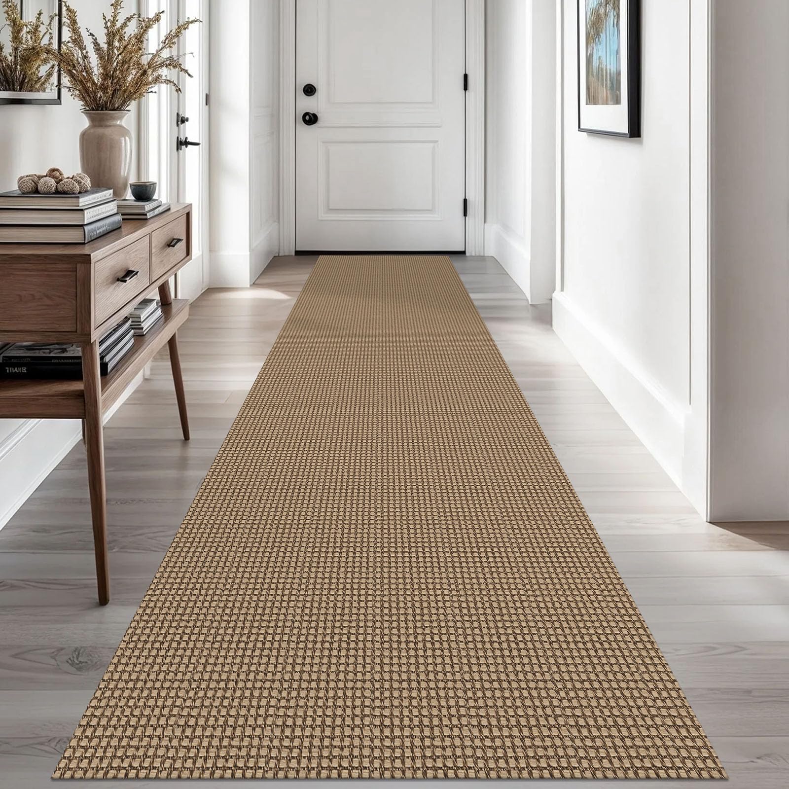 EARTHALL Woven Area Rug 4x6 Ft Washable Rugs for Entryway Non Slip Braided Throw Rugs Bedroom Carpet Cotton Entry Rug Cotton Floor Carpets for Bedroom Dining Room Living Room, Orange/Tan/Brown
