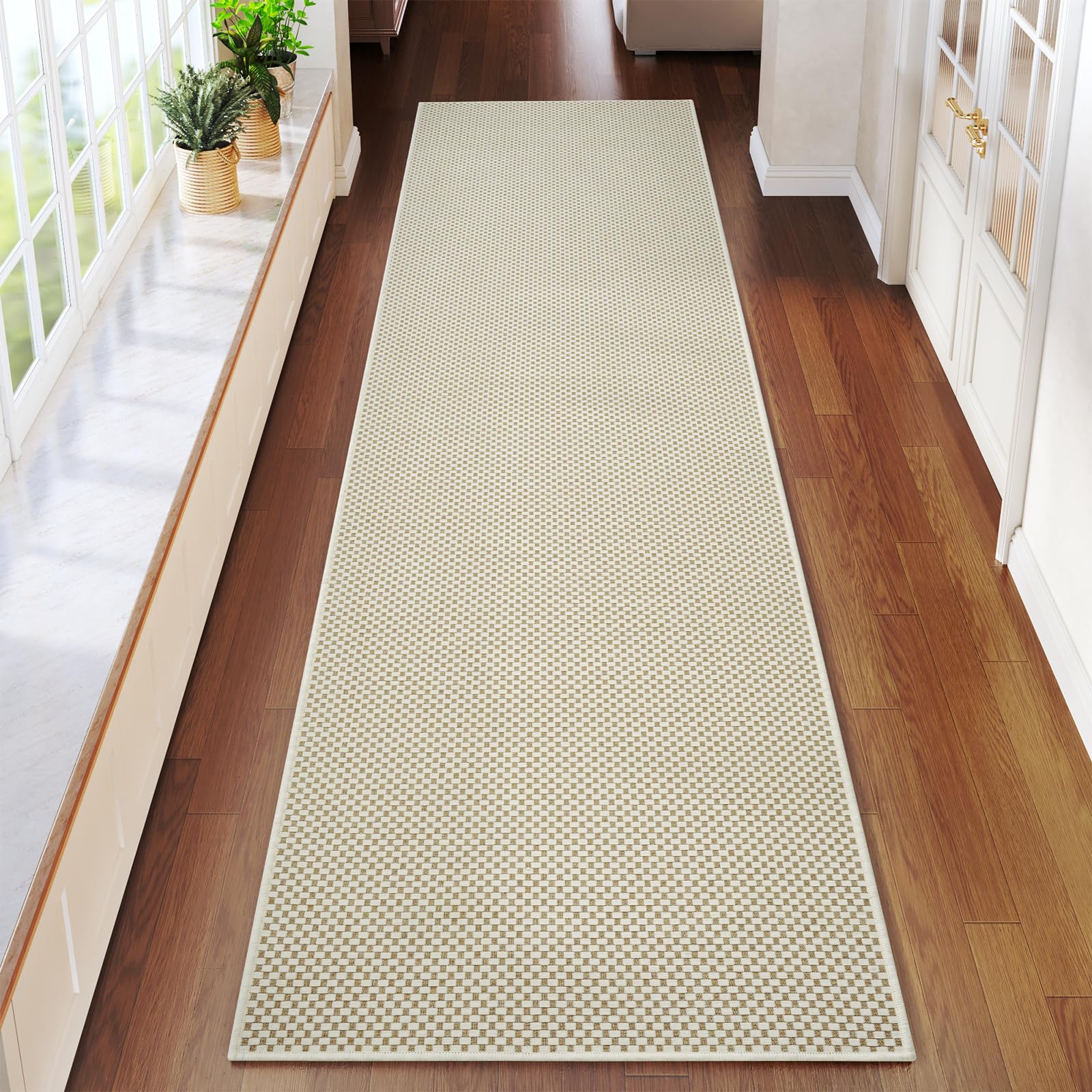 YDKGL Boho Washable Area Rugs 5x7 ft, Non Slip Area Rug for Living Room, Braided Office Rugs Bedroom Rug Woven Washable Indoor Floor Carpets for Office Dining Bedroom Living Room, Easy to Clean, Brown