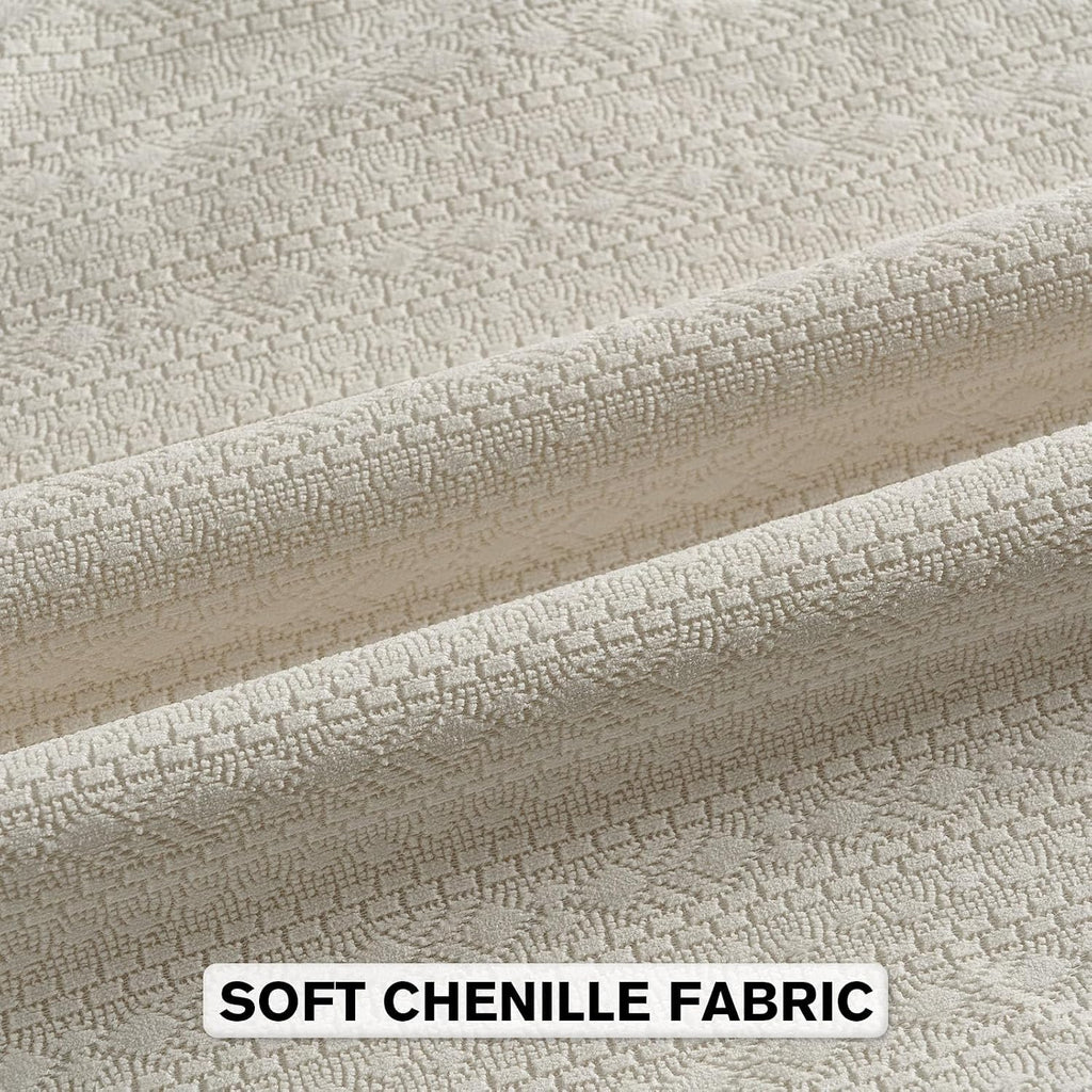 FUTEI Pack of 2 Solid Chenille Throw Pillow Covers 18x18 Inch Soft Farmhouse Decorative Accent Cushion Cases Modern Home Decor for Couch Living Room, Cream