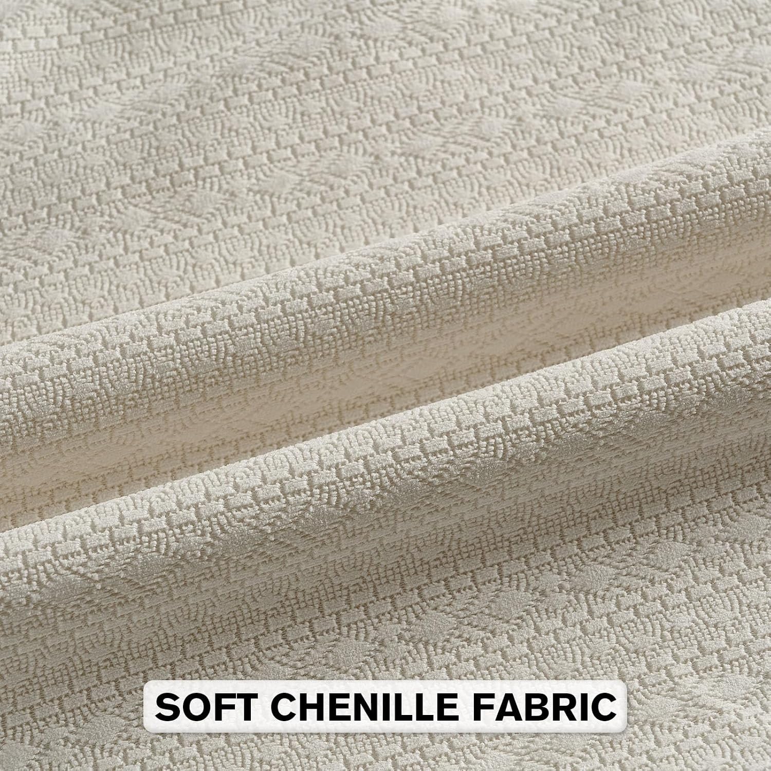 FUTEI Pack of 2 Solid Chenille Throw Pillow Covers 18x18 Inch Soft Farmhouse Decorative Accent Cushion Cases Modern Home Decor for Couch Living Room, Cream
