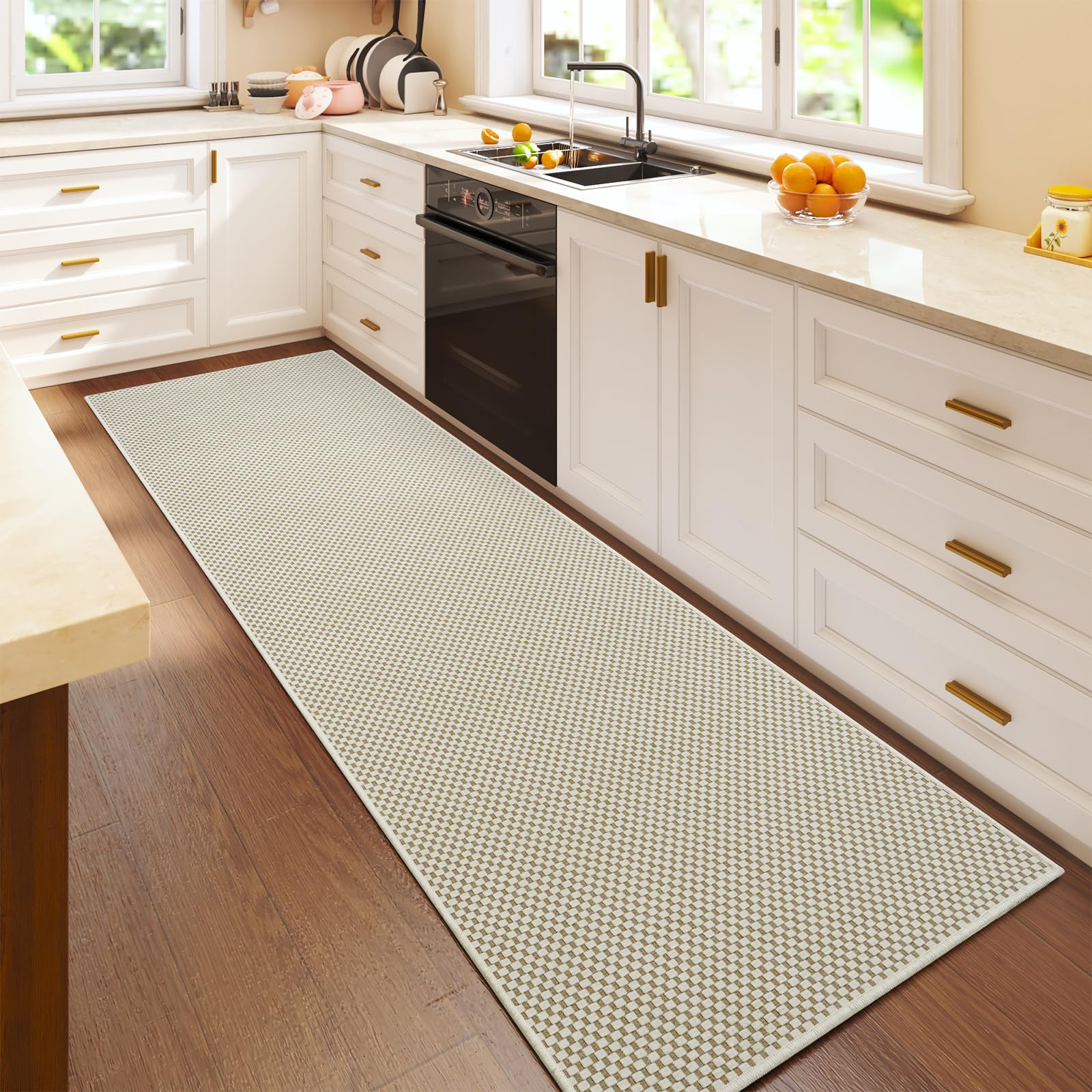 YDKGL Boho Washable Area Rugs 5x7 ft, Non Slip Area Rug for Living Room, Braided Office Rugs Bedroom Rug Woven Washable Indoor Floor Carpets for Office Dining Bedroom Living Room, Easy to Clean, Brown
