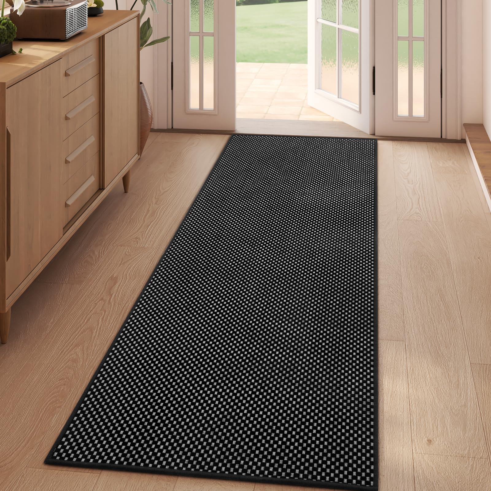 YDKGL Boho Washable Area Rugs 5x7 ft, Non Slip Area Rug for Living Room, Braided Office Rugs Bedroom Rug Woven Washable Indoor Floor Carpets for Office Dining Bedroom Living Room, Easy to Clean, Brown