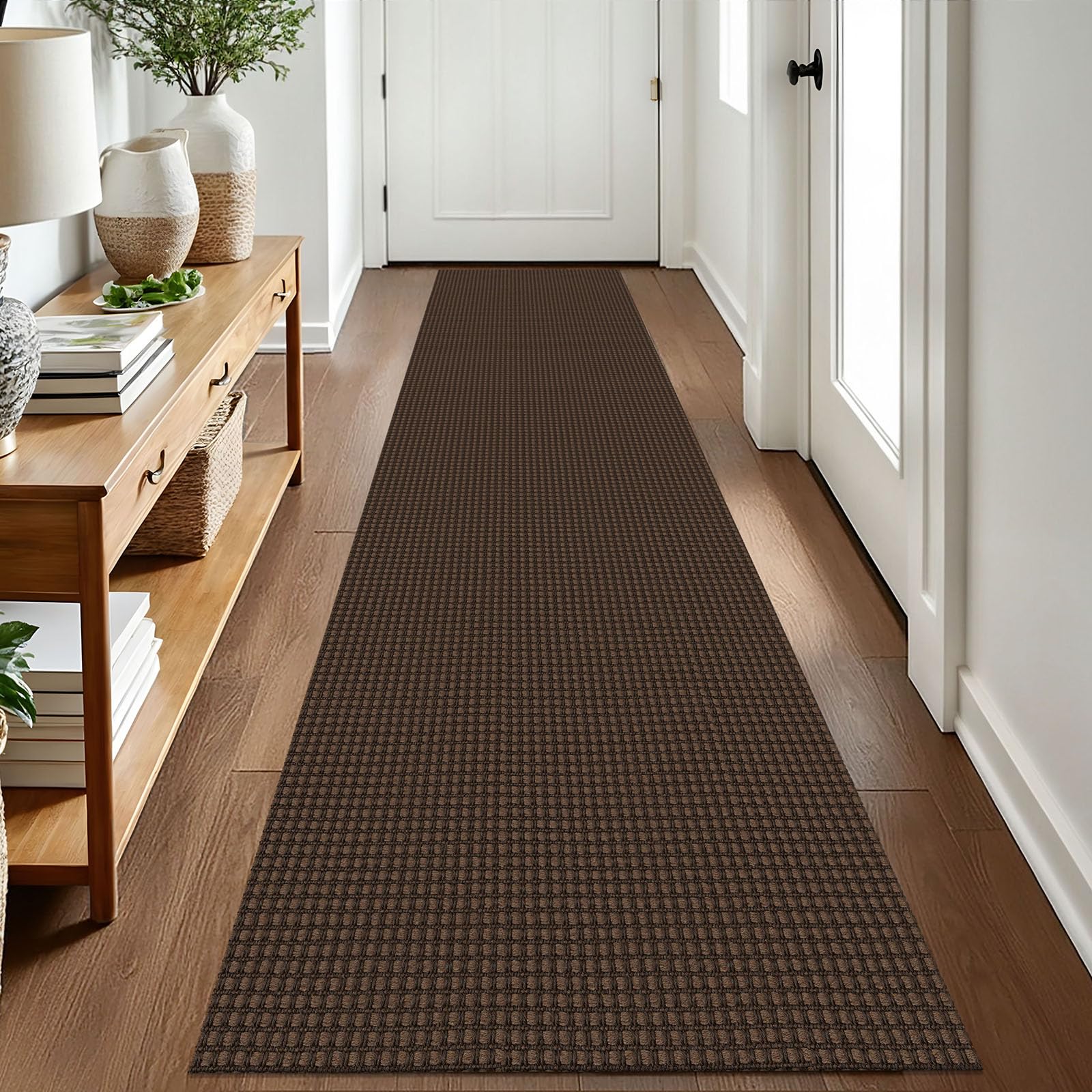 EARTHALL Woven Area Rug 4x6 Ft Washable Rugs for Entryway Non Slip Braided Throw Rugs Bedroom Carpet Cotton Entry Rug Cotton Floor Carpets for Bedroom Dining Room Living Room, Orange/Tan/Brown