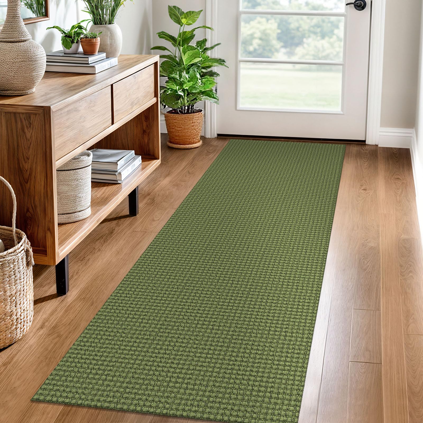 EARTHALL Woven Area Rug 4x6 Ft Washable Rugs for Entryway Non Slip Braided Throw Rugs Bedroom Carpet Cotton Entry Rug Cotton Floor Carpets for Bedroom Dining Room Living Room, Orange/Tan/Brown