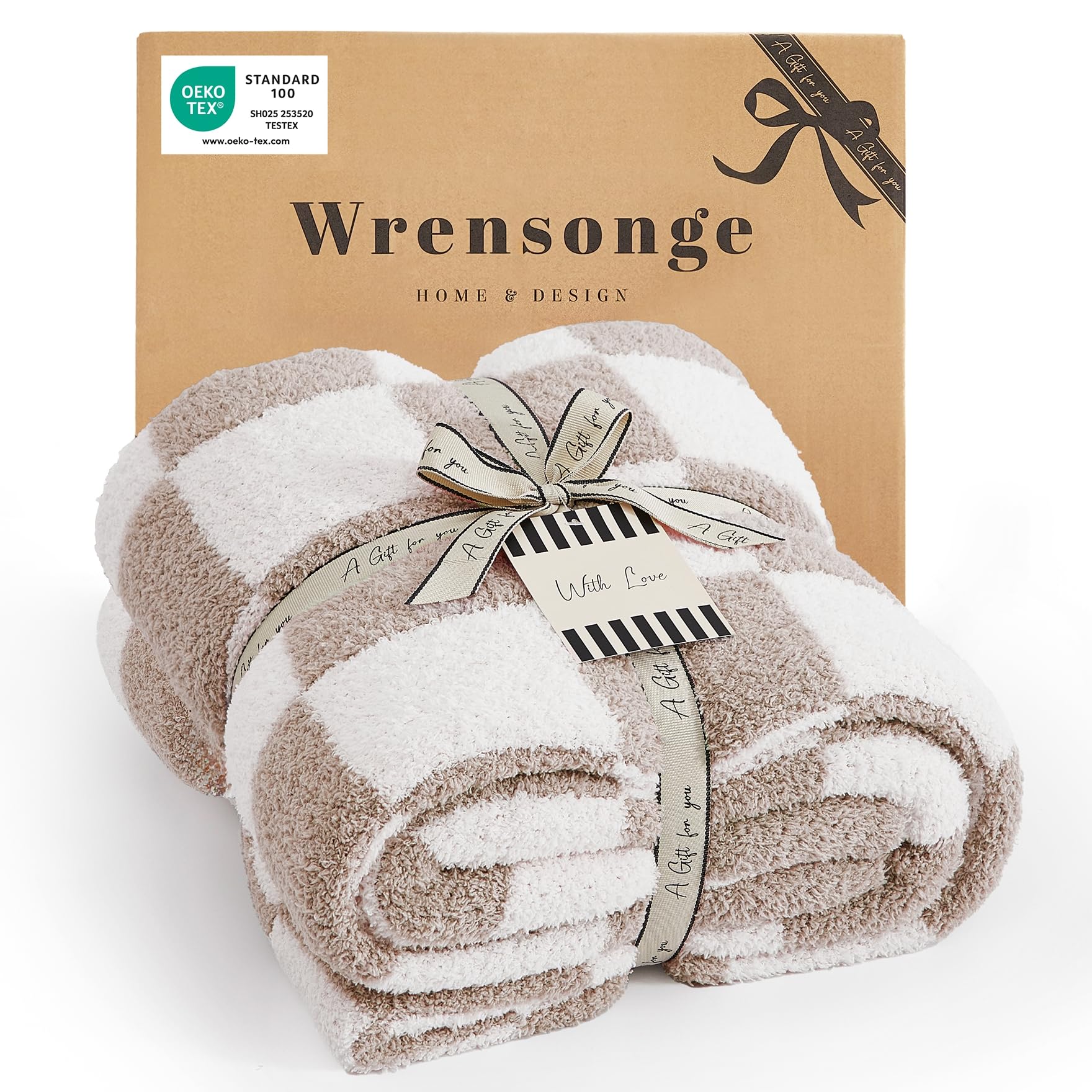 WRENSONGE Throw Blanket Cationic Dyeing Taupe Soft Cozy Fluffy Warm Hand Made Throw Blankets for Couch, Sofa, Chair, Bed, Camping, Picnic, Travel Lightweight Bed Blanket - 50"*60"