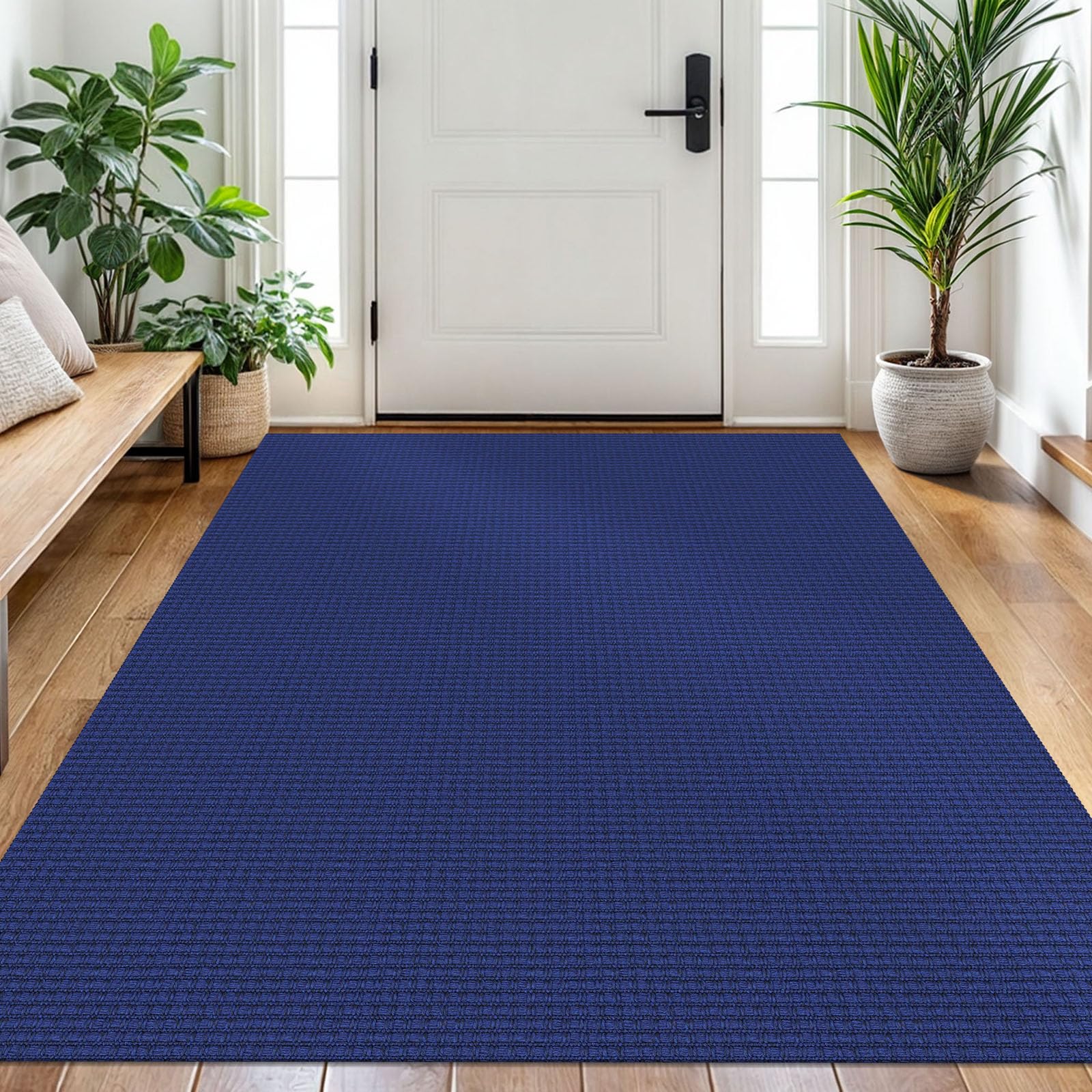 EARTHALL Woven Area Rug 4x6 Ft Washable Rugs for Entryway Non Slip Braided Throw Rugs Bedroom Carpet Cotton Entry Rug Cotton Floor Carpets for Bedroom Dining Room Living Room, Orange/Tan/Brown