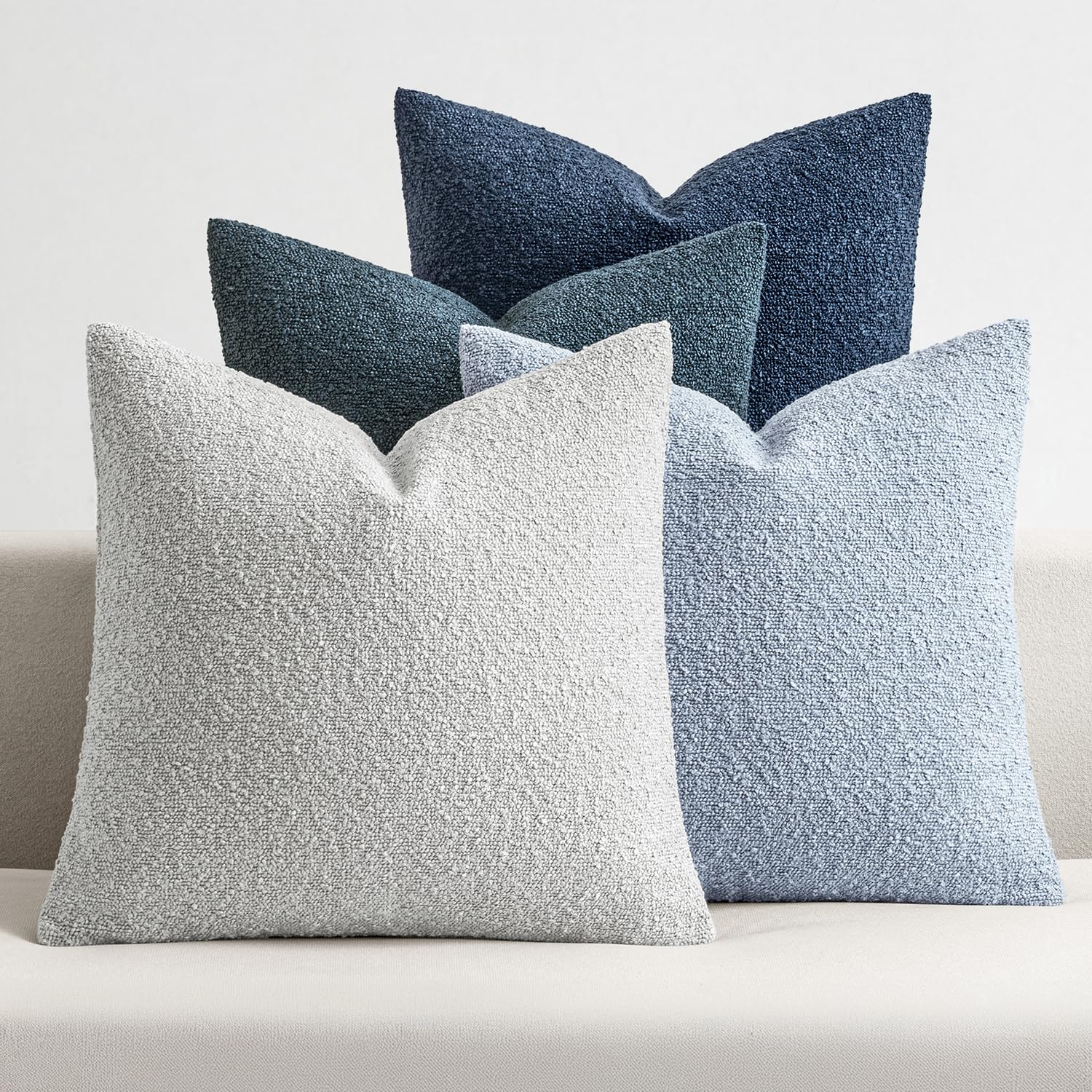 MIULEE Pack of 4 Decorative Textured Boucle Throw Pillow Covers 20x20 Inch Neutral Brown Accent Solid Pillow Cases Couch Cushion Covers for Modern Farmhouse Boho Chair Sofa Bed Livingroom Home Decor