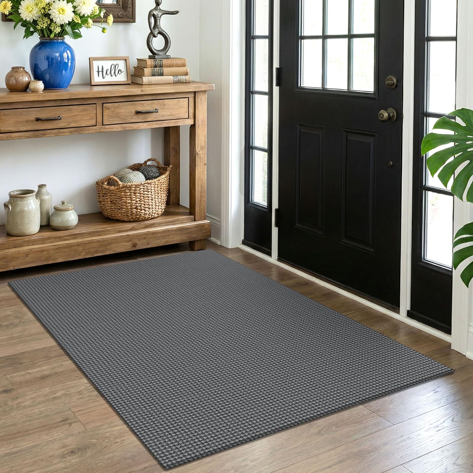 EARTHALL Woven Area Rug 4x6 Ft Washable Rugs for Entryway Non Slip Braided Throw Rugs Bedroom Carpet Cotton Entry Rug Cotton Floor Carpets for Bedroom Dining Room Living Room, Orange/Tan/Brown