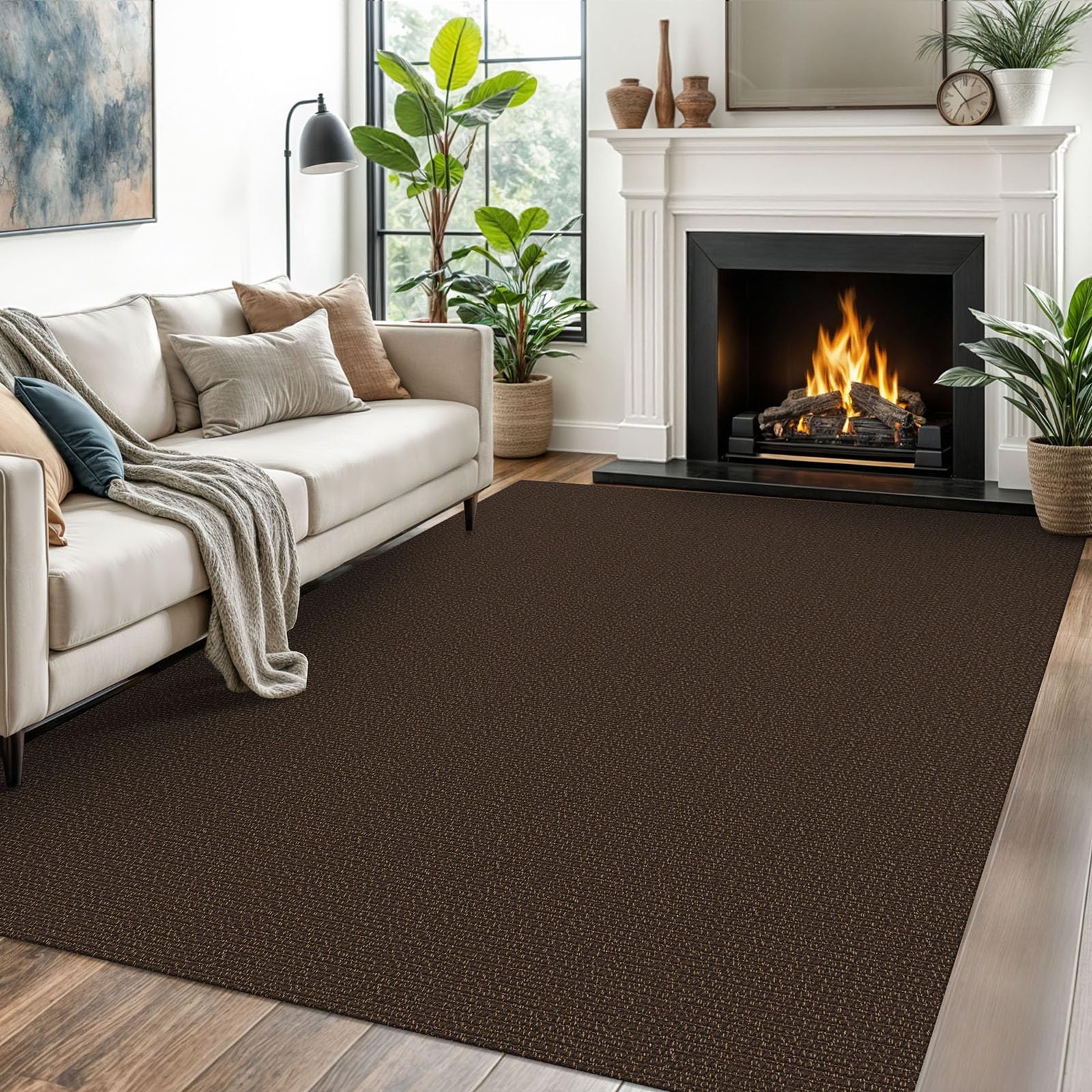 EARTHALL Washable Area Rug 4x6 Ft Non Slip Rugs for Entryway Braided Rubber Backed Bedroom Carpet Cotton Entry Rug Woven Floor Carpets for Bedroom Dining Room Living Room, Send/Beige