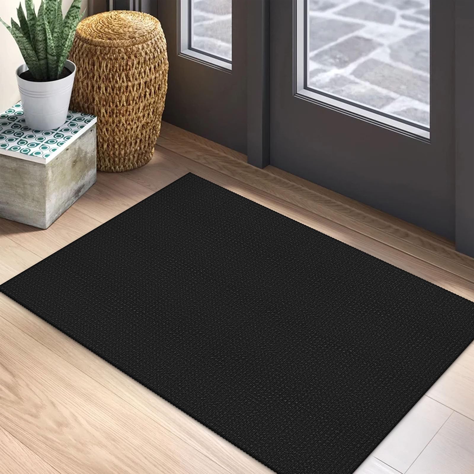 EARTHALL Woven Area Rug 4x6 Ft Washable Rugs for Entryway Non Slip Braided Throw Rugs Bedroom Carpet Cotton Entry Rug Cotton Floor Carpets for Bedroom Dining Room Living Room, Orange/Tan/Brown