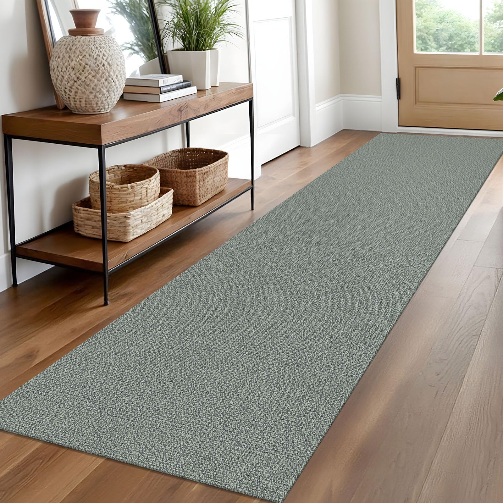 EARTHALL Washable Area Rug 4x6 Ft Non Slip Rugs for Entryway Braided Rubber Backed Bedroom Carpet Cotton Entry Rug Woven Floor Carpets for Bedroom Dining Room Living Room, Send/Beige