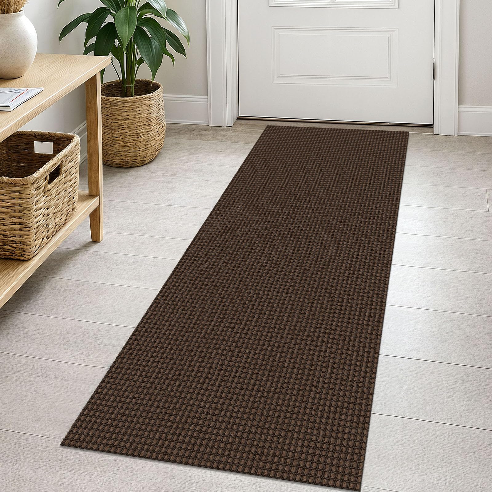 EARTHALL Woven Area Rug 4x6 Ft Washable Rugs for Entryway Non Slip Braided Throw Rugs Bedroom Carpet Cotton Entry Rug Cotton Floor Carpets for Bedroom Dining Room Living Room, Orange/Tan/Brown
