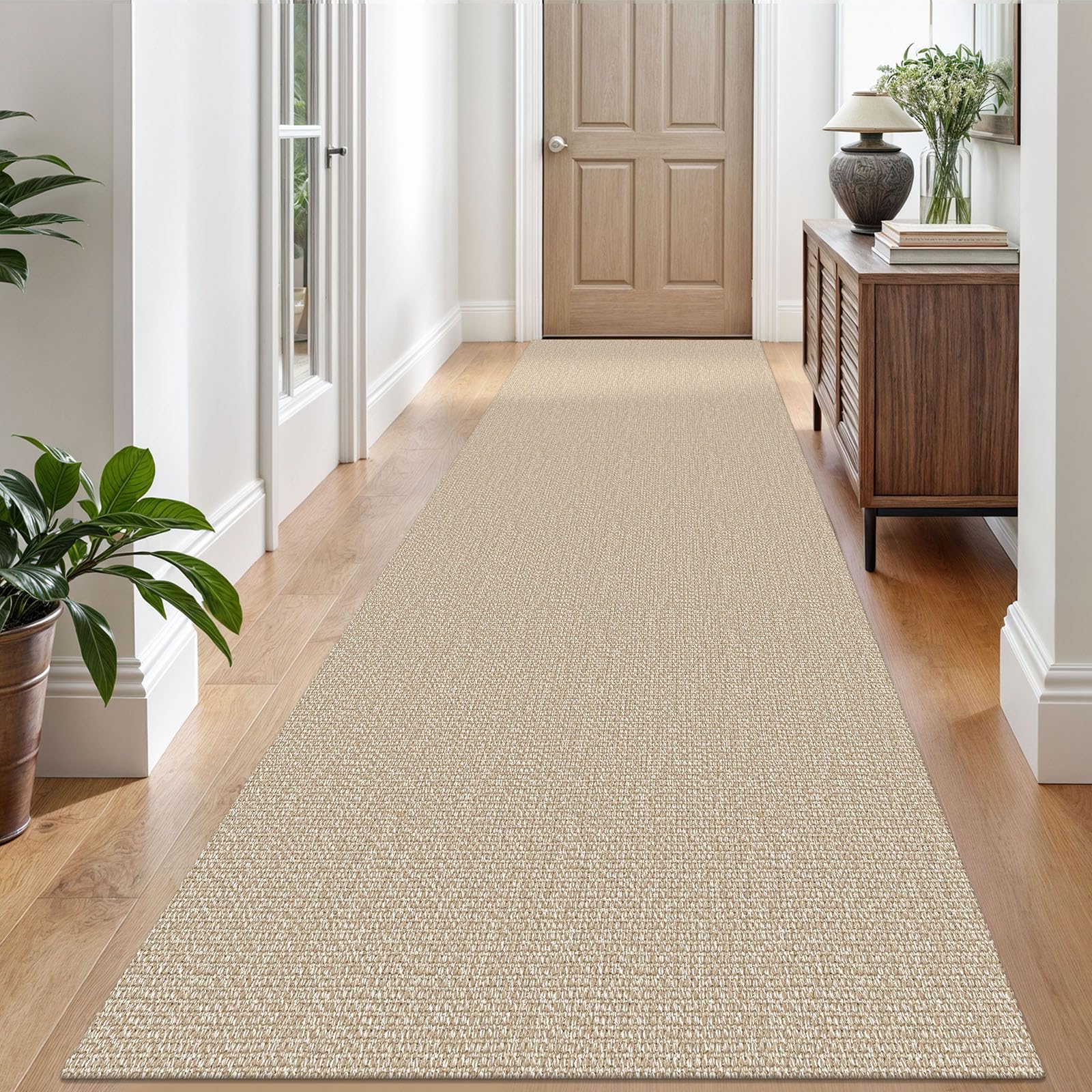 EARTHALL Washable Area Rug 4x6 Ft Non Slip Rugs for Entryway Braided Rubber Backed Bedroom Carpet Cotton Entry Rug Woven Floor Carpets for Bedroom Dining Room Living Room, Send/Beige