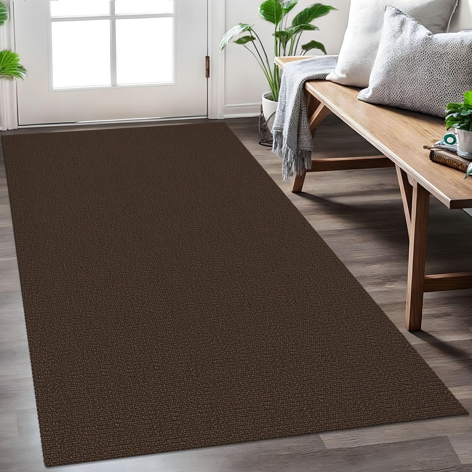 EARTHALL Washable Area Rug 4x6 Ft Non Slip Rugs for Entryway Braided Rubber Backed Bedroom Carpet Cotton Entry Rug Woven Floor Carpets for Bedroom Dining Room Living Room, Send/Beige