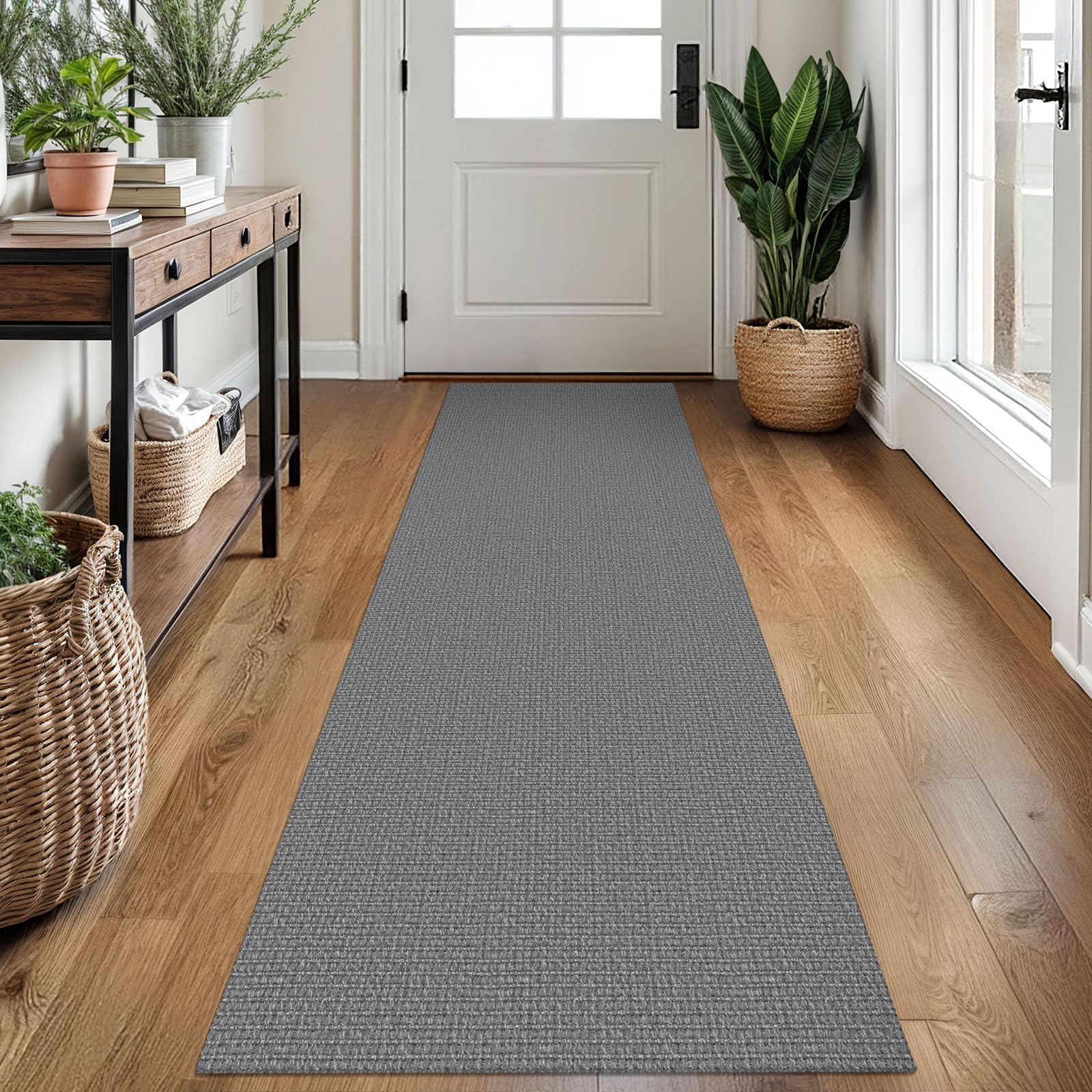 EARTHALL Washable Area Rug 4x6 Ft Non Slip Rugs for Entryway Braided Rubber Backed Bedroom Carpet Cotton Entry Rug Woven Floor Carpets for Bedroom Dining Room Living Room, Send/Beige