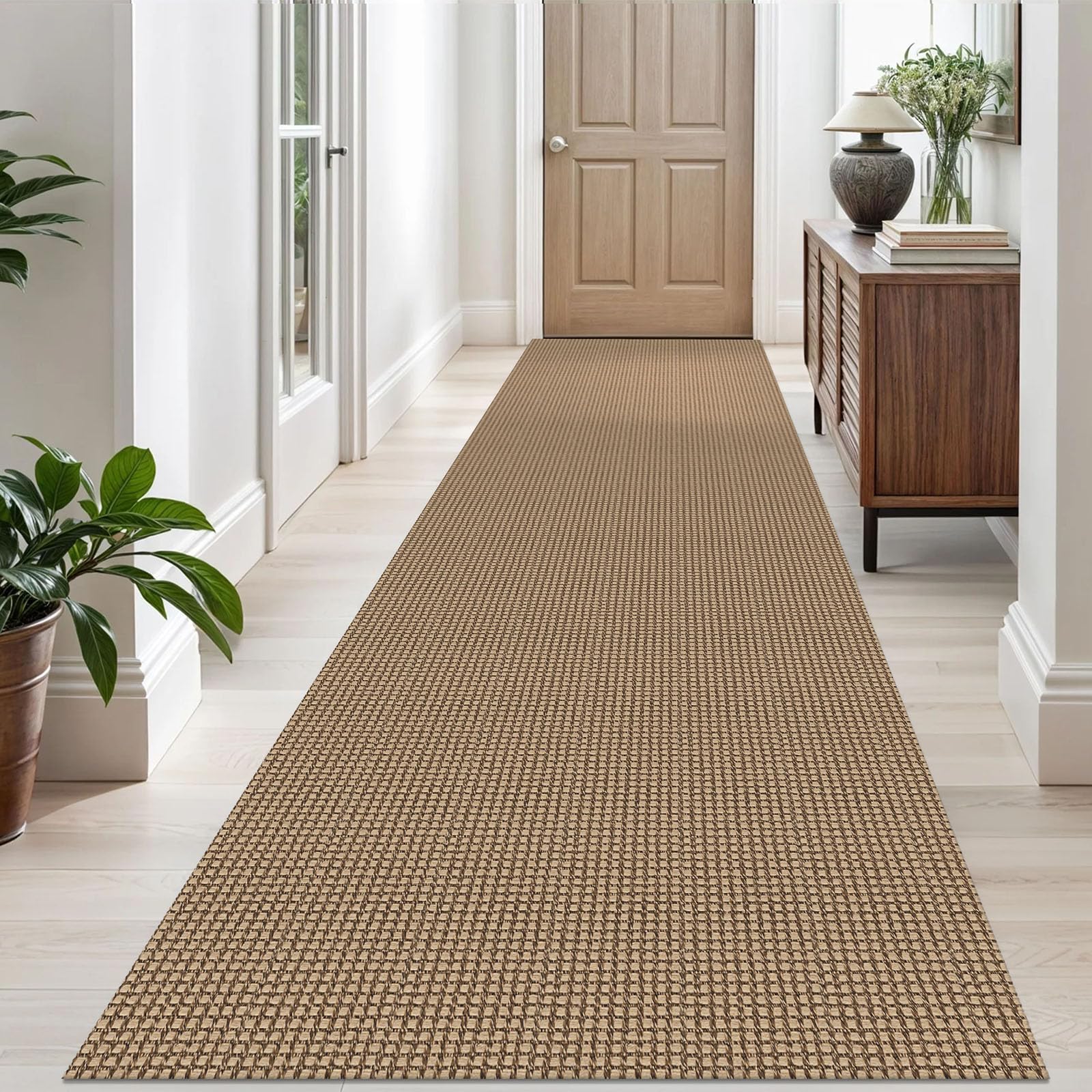 EARTHALL Woven Area Rug 4x6 Ft Washable Rugs for Entryway Non Slip Braided Throw Rugs Bedroom Carpet Cotton Entry Rug Cotton Floor Carpets for Bedroom Dining Room Living Room, Orange/Tan/Brown