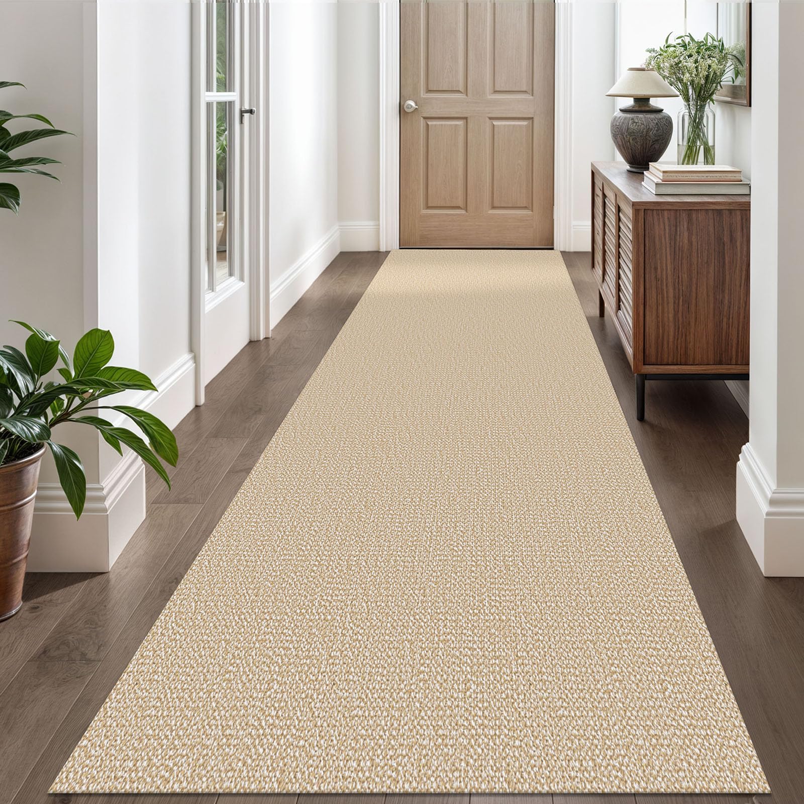 EARTHALL Washable Area Rug 4x6 Ft Non Slip Rugs for Entryway Braided Rubber Backed Bedroom Carpet Cotton Entry Rug Woven Floor Carpets for Bedroom Dining Room Living Room, Send/Beige