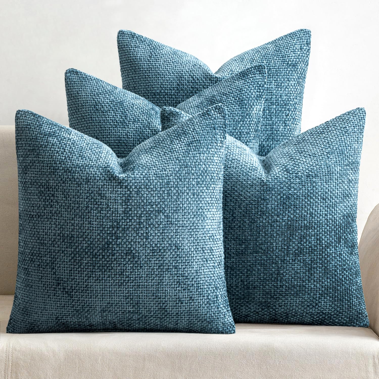 MIULEE Pack of 4 Couch Throw Pillow Covers 20x20 Inch Cream Soft Decorative Chenille Pillow Covers Farmhouse Accent Cushion Covers for Boho Spring Home Decor Sofa Bedroom Living Room