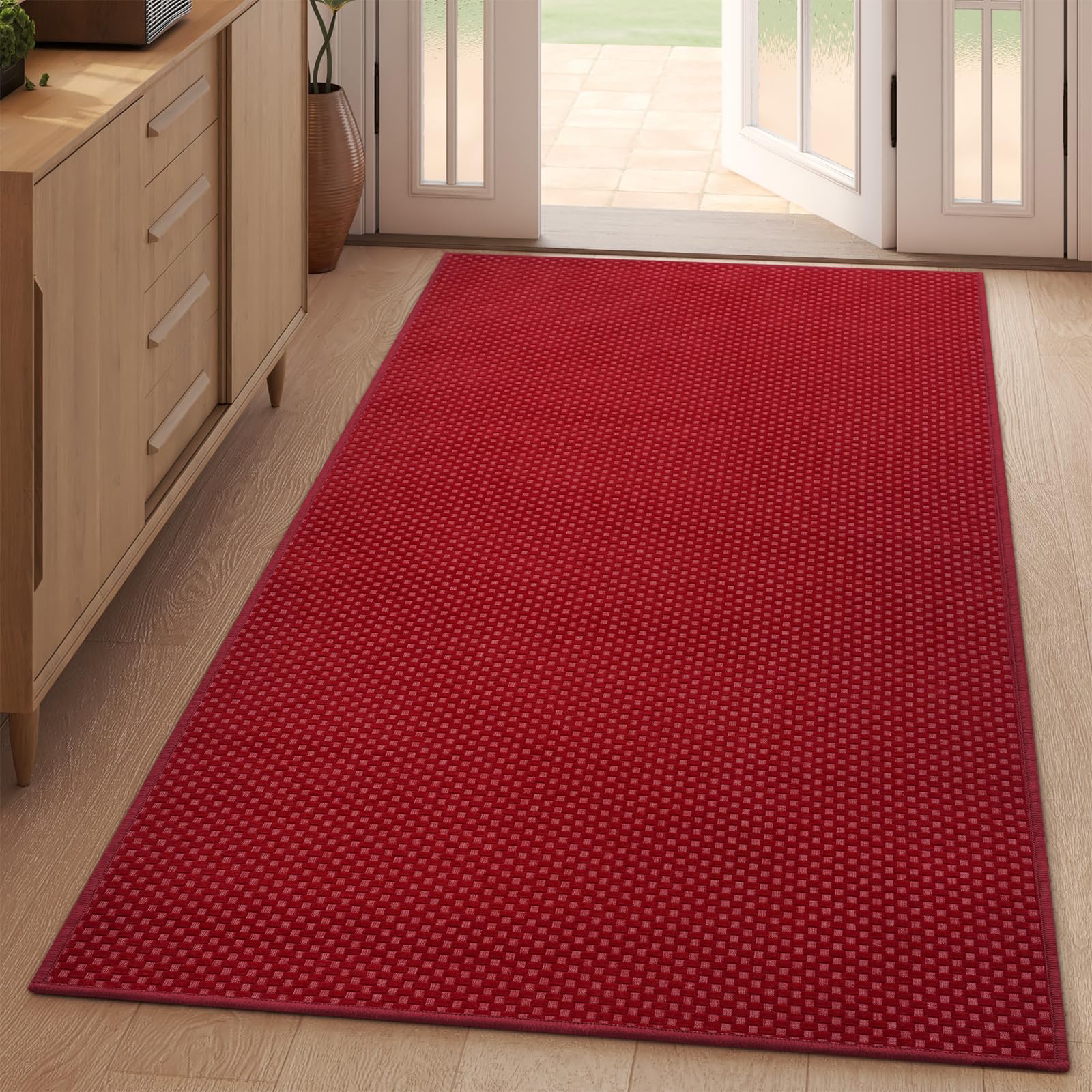 YDKGL Boho Washable Area Rugs 5x7 ft, Non Slip Area Rug for Living Room, Braided Office Rugs Bedroom Rug Woven Washable Indoor Floor Carpets for Office Dining Bedroom Living Room, Easy to Clean, Brown