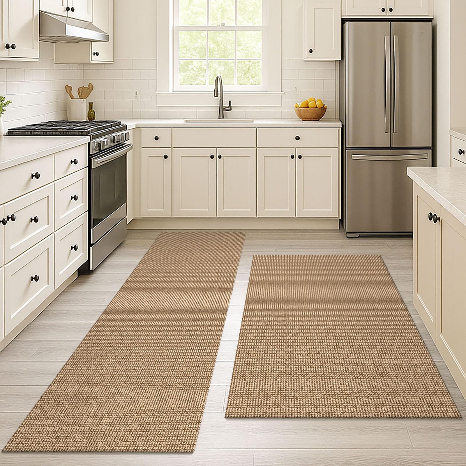 EARTHALL Woven Area Rug 4x6 Ft Washable Rugs for Entryway Non Slip Braided Throw Rugs Bedroom Carpet Cotton Entry Rug Cotton Floor Carpets for Bedroom Dining Room Living Room, Orange/Tan/Brown