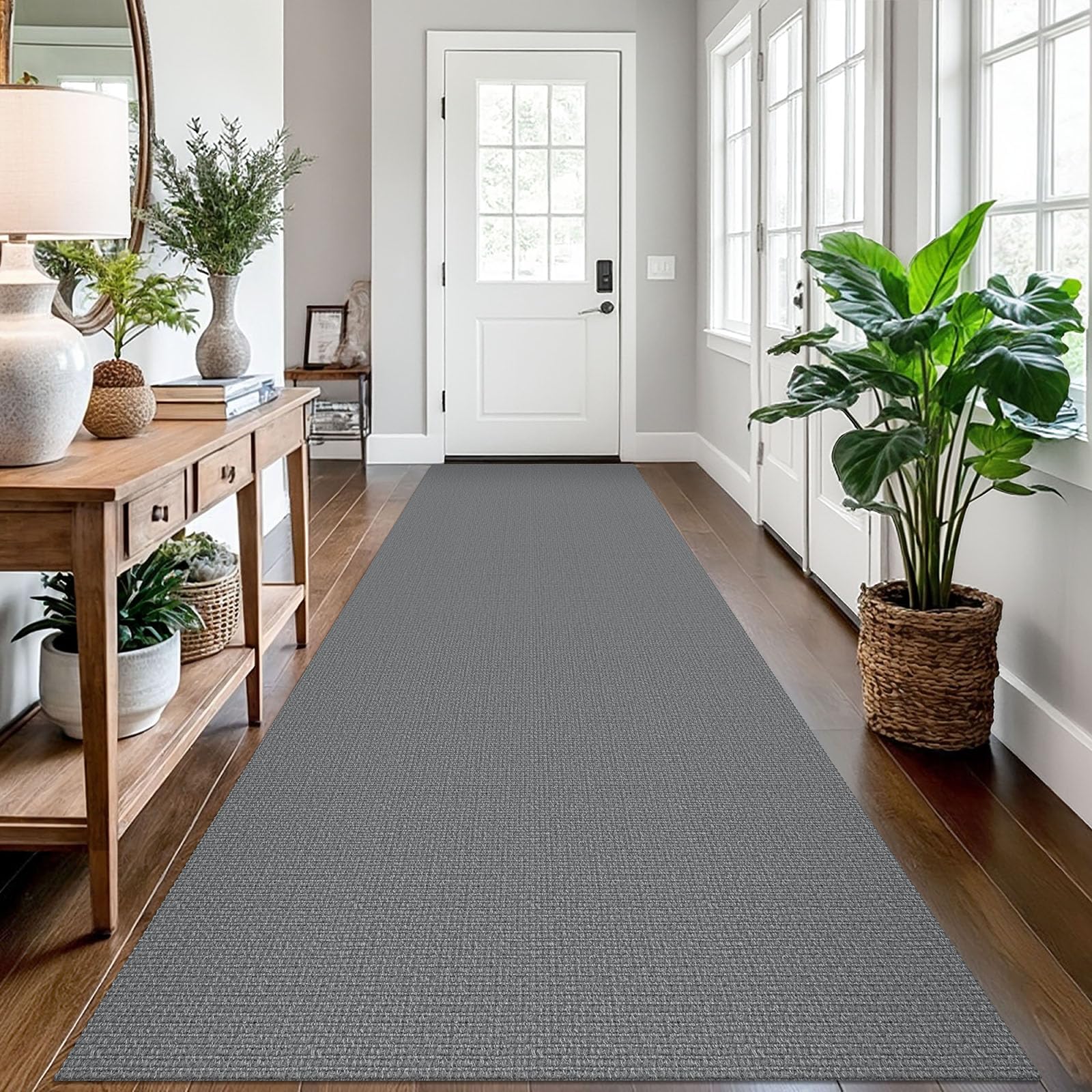 EARTHALL Washable Area Rug 4x6 Ft Non Slip Rugs for Entryway Braided Rubber Backed Bedroom Carpet Cotton Entry Rug Woven Floor Carpets for Bedroom Dining Room Living Room, Send/Beige