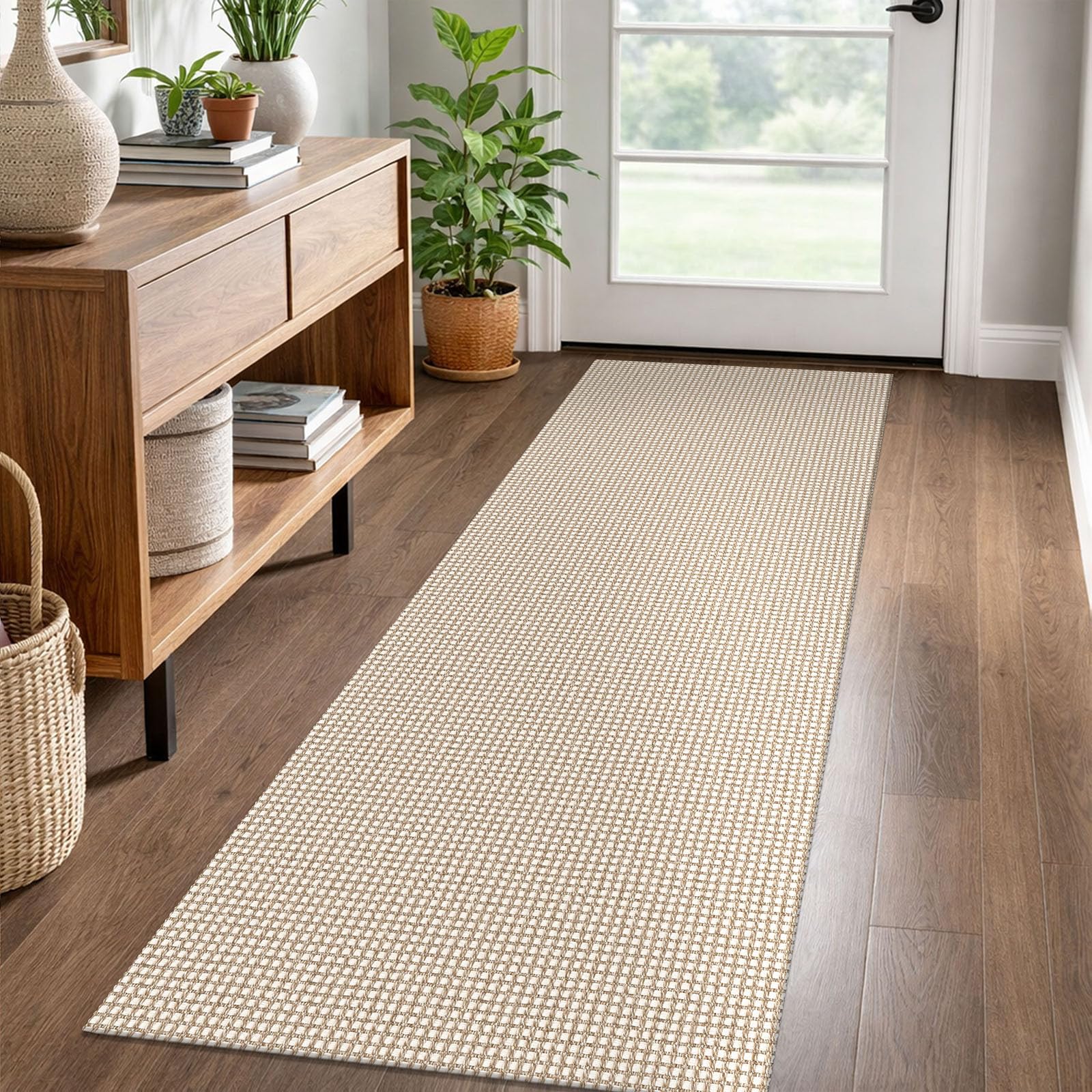 EARTHALL Woven Area Rug 4x6 Ft Washable Rugs for Entryway Non Slip Braided Throw Rugs Bedroom Carpet Cotton Entry Rug Cotton Floor Carpets for Bedroom Dining Room Living Room, Orange/Tan/Brown