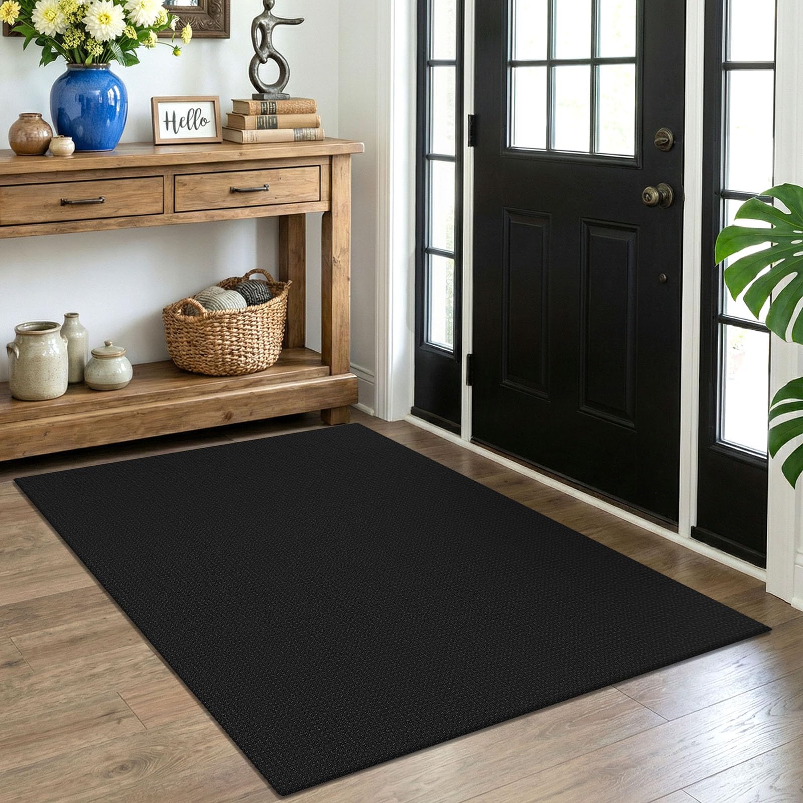 EARTHALL Woven Area Rug 4x6 Ft Washable Rugs for Entryway Non Slip Braided Throw Rugs Bedroom Carpet Cotton Entry Rug Cotton Floor Carpets for Bedroom Dining Room Living Room, Orange/Tan/Brown