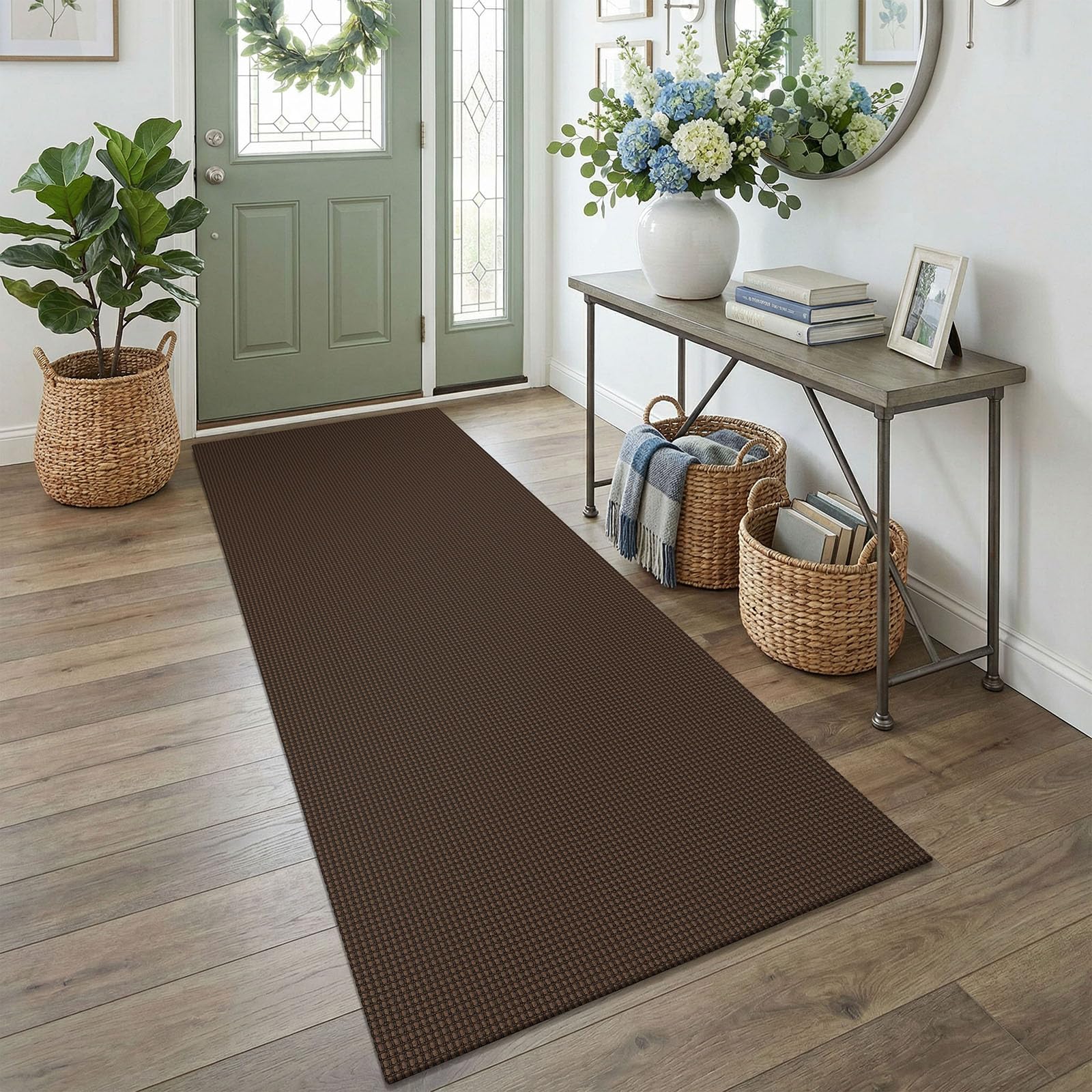 EARTHALL Woven Area Rug 4x6 Ft Washable Rugs for Entryway Non Slip Braided Throw Rugs Bedroom Carpet Cotton Entry Rug Cotton Floor Carpets for Bedroom Dining Room Living Room, Orange/Tan/Brown
