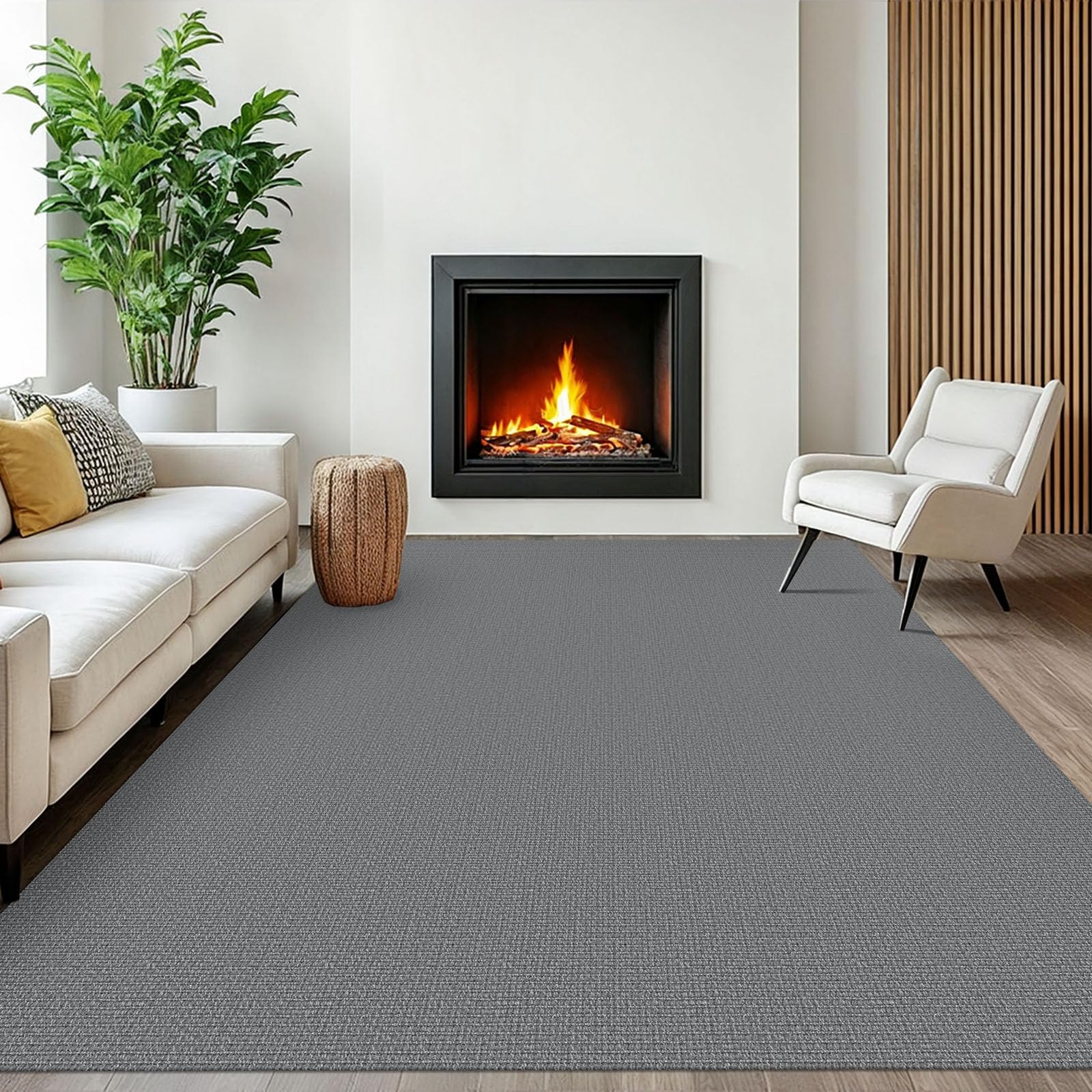 EARTHALL Washable Area Rug 4x6 Ft Non Slip Rugs for Entryway Braided Rubber Backed Bedroom Carpet Cotton Entry Rug Woven Floor Carpets for Bedroom Dining Room Living Room, Send/Beige