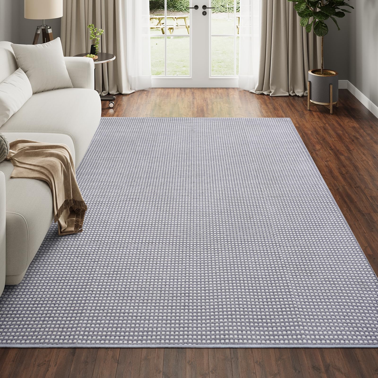 YDKGL Boho Washable Area Rugs 5x7 ft, Non Slip Area Rug for Living Room, Braided Office Rugs Bedroom Rug Woven Washable Indoor Floor Carpets for Office Dining Bedroom Living Room, Easy to Clean, Brown