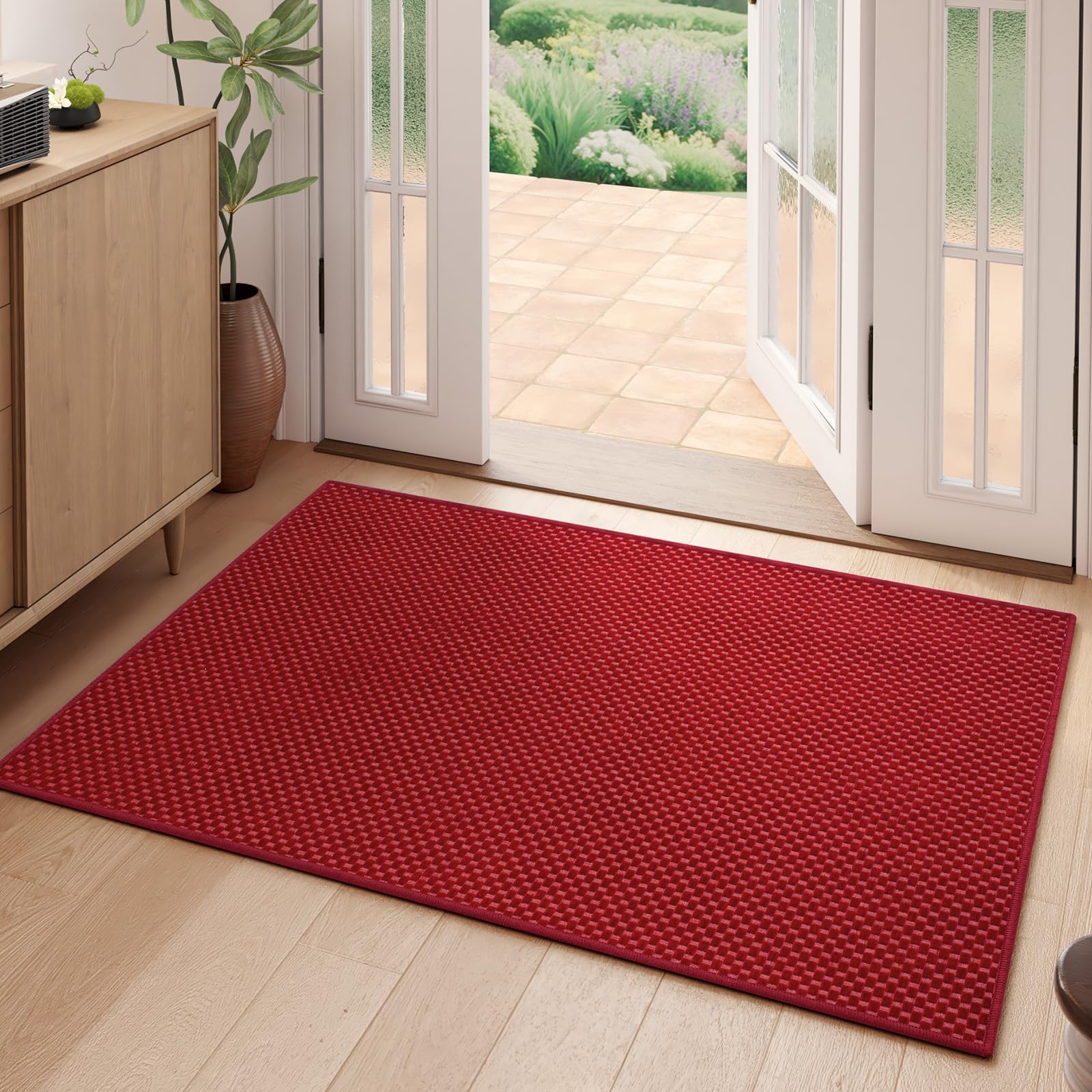 YDKGL Boho Washable Area Rugs 5x7 ft, Non Slip Area Rug for Living Room, Braided Office Rugs Bedroom Rug Woven Washable Indoor Floor Carpets for Office Dining Bedroom Living Room, Easy to Clean, Brown