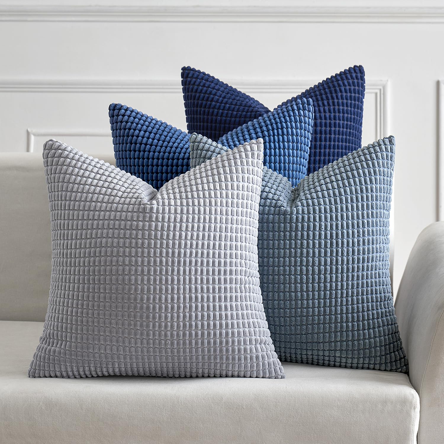 MIULEE Timeless Neutral Pillow Covers 18x18 Inch Set of 4 Mid Century Modern Grey Throw Pillows Rustic Corduroy Couch Pillowcases Nordic Home Decor for Sofa Living Room Bed