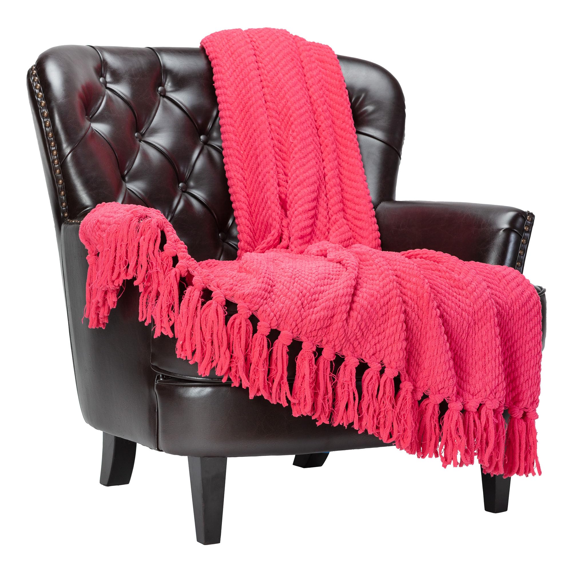 Chanasya Premium Textured Knit Throw Blanket with Tassels - Soft, Cozy Blanket for Couch, Bed, Living Room - 50" x 65” - Tan Sage
