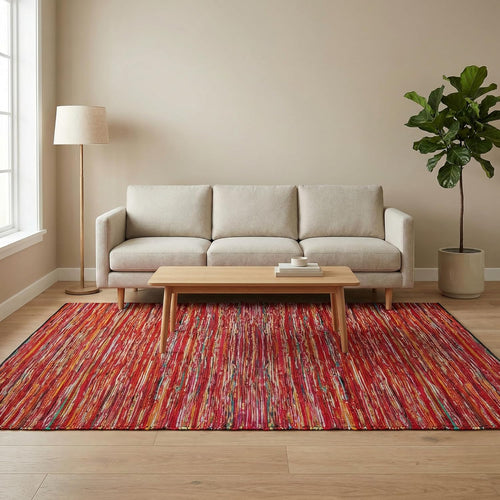 8x10 Multi Handwoven Reversible Cotton Chindi Rag Rug Boho Farmhouse Floor Carpet