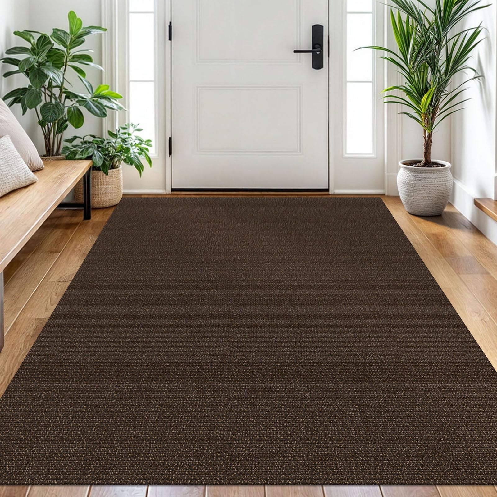 EARTHALL Washable Area Rug 4x6 Ft Non Slip Rugs for Entryway Braided Rubber Backed Bedroom Carpet Cotton Entry Rug Woven Floor Carpets for Bedroom Dining Room Living Room, Send/Beige