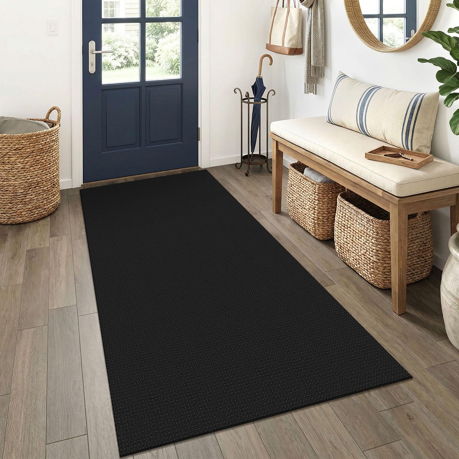 EARTHALL Woven Area Rug 4x6 Ft Washable Rugs for Entryway Non Slip Braided Throw Rugs Bedroom Carpet Cotton Entry Rug Cotton Floor Carpets for Bedroom Dining Room Living Room, Orange/Tan/Brown