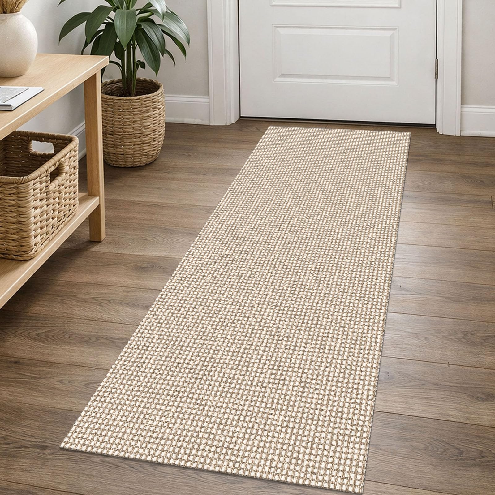 EARTHALL Woven Area Rug 4x6 Ft Washable Rugs for Entryway Non Slip Braided Throw Rugs Bedroom Carpet Cotton Entry Rug Cotton Floor Carpets for Bedroom Dining Room Living Room, Orange/Tan/Brown