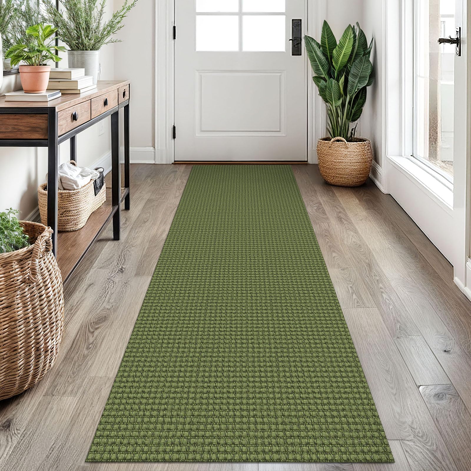 EARTHALL Woven Area Rug 4x6 Ft Washable Rugs for Entryway Non Slip Braided Throw Rugs Bedroom Carpet Cotton Entry Rug Cotton Floor Carpets for Bedroom Dining Room Living Room, Orange/Tan/Brown