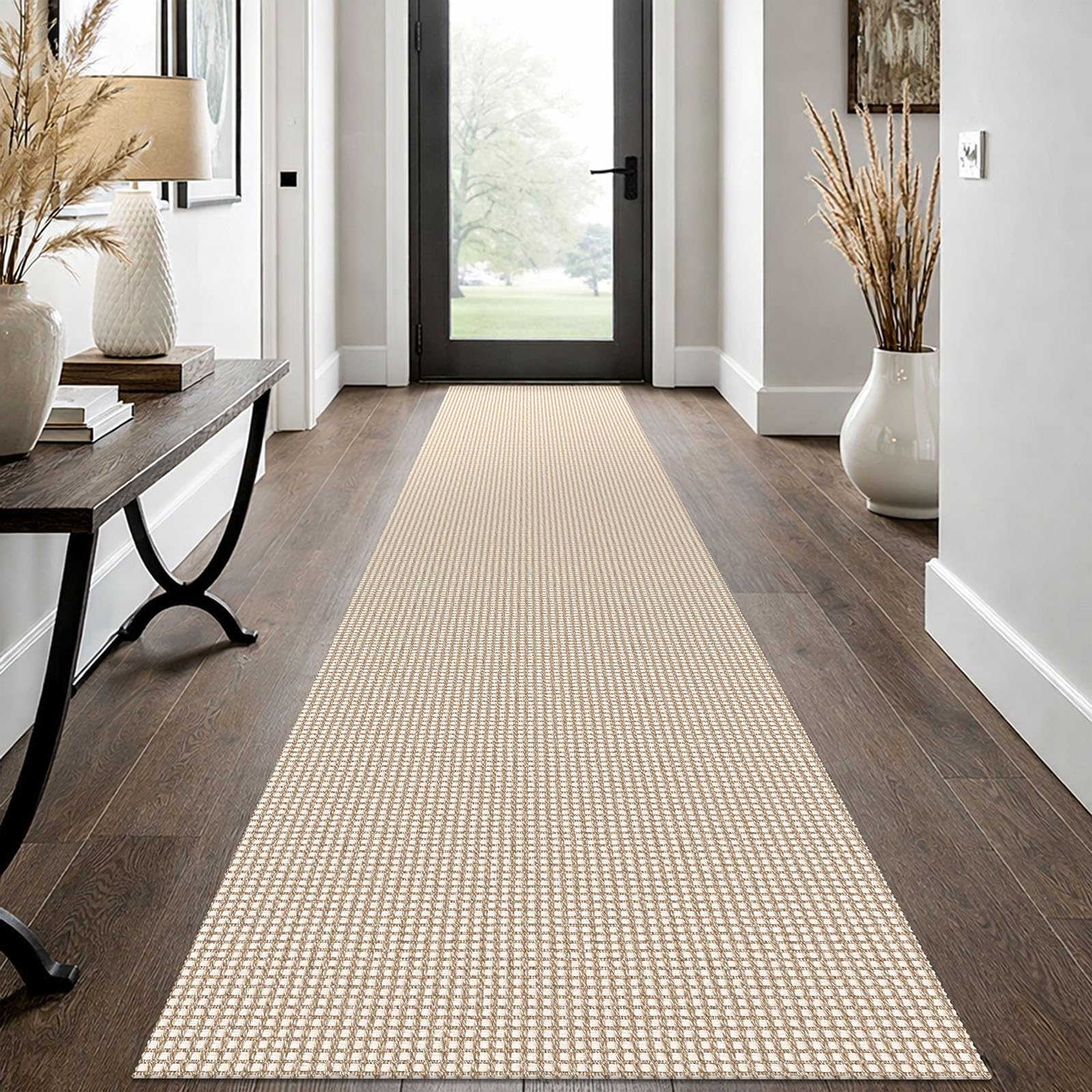 EARTHALL Woven Area Rug 4x6 Ft Washable Rugs for Entryway Non Slip Braided Throw Rugs Bedroom Carpet Cotton Entry Rug Cotton Floor Carpets for Bedroom Dining Room Living Room, Orange/Tan/Brown