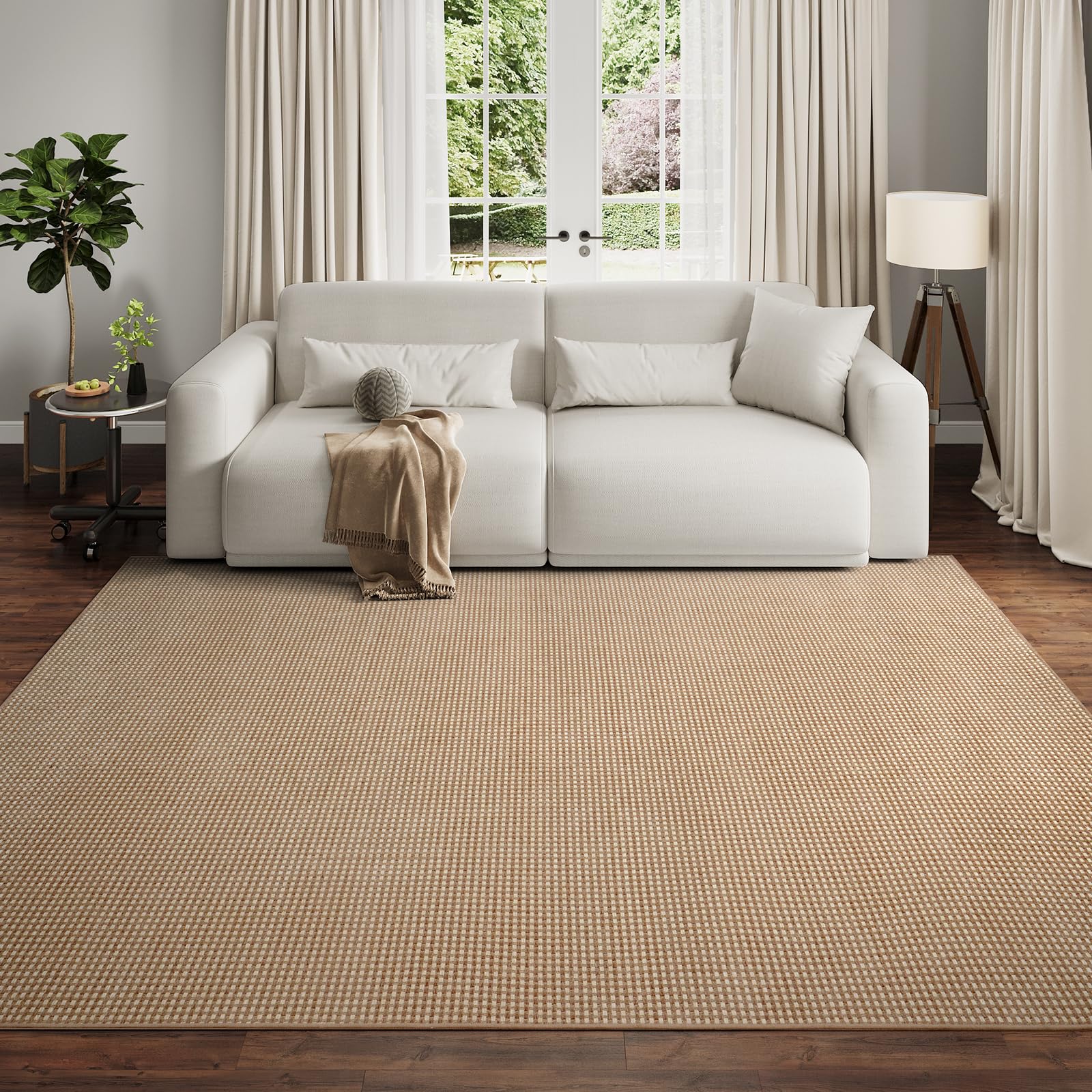 YDKGL Boho Washable Area Rugs 5x7 ft, Non Slip Area Rug for Living Room, Braided Office Rugs Bedroom Rug Woven Washable Indoor Floor Carpets for Office Dining Bedroom Living Room, Easy to Clean, Brown