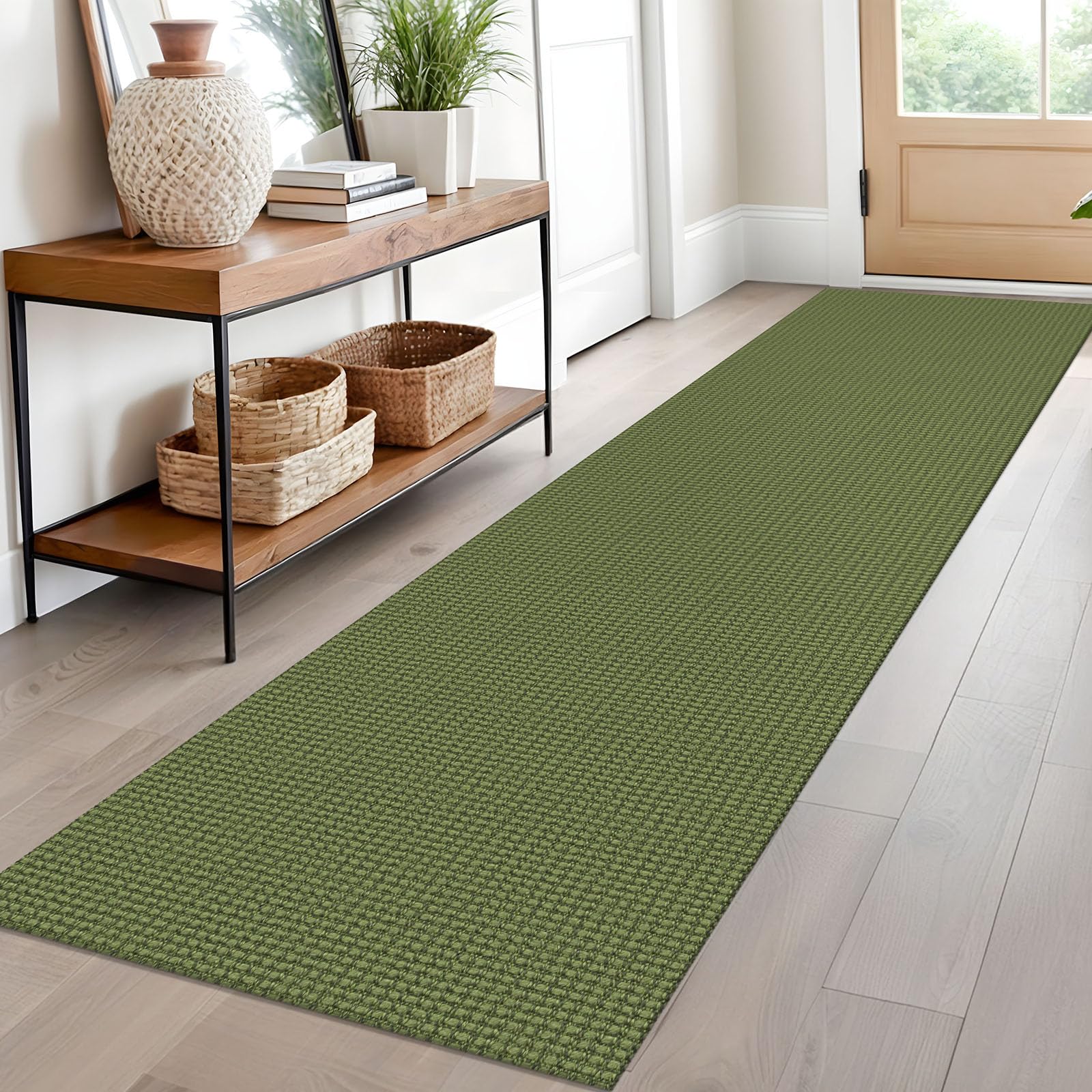 EARTHALL Woven Area Rug 4x6 Ft Washable Rugs for Entryway Non Slip Braided Throw Rugs Bedroom Carpet Cotton Entry Rug Cotton Floor Carpets for Bedroom Dining Room Living Room, Orange/Tan/Brown