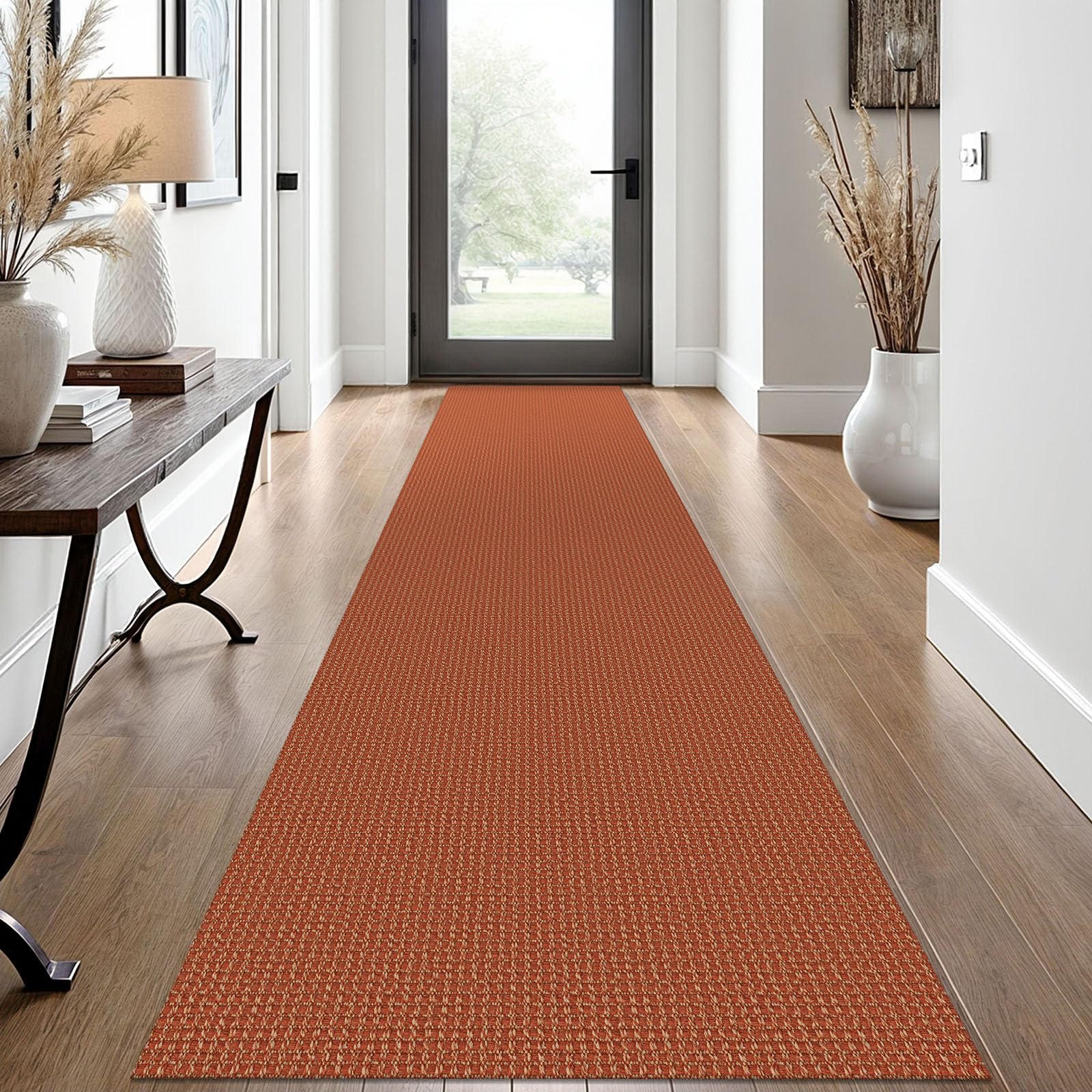 EARTHALL Woven Area Rug 4x6 Ft Washable Rugs for Entryway Non Slip Braided Throw Rugs Bedroom Carpet Cotton Entry Rug Cotton Floor Carpets for Bedroom Dining Room Living Room, Orange/Tan/Brown