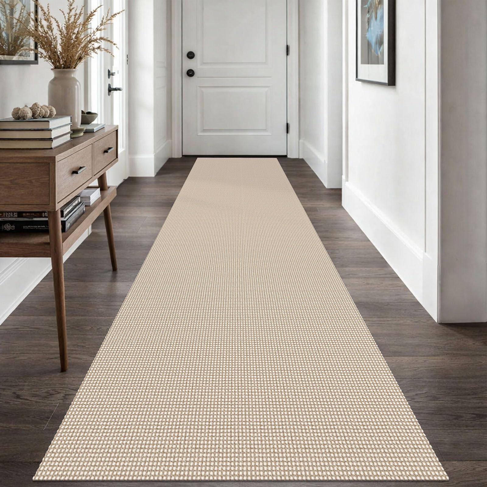 EARTHALL Woven Area Rug 4x6 Ft Washable Rugs for Entryway Non Slip Braided Throw Rugs Bedroom Carpet Cotton Entry Rug Cotton Floor Carpets for Bedroom Dining Room Living Room, Orange/Tan/Brown