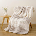 Battilo Chunky Knit Throw Blanket for Couch, Soft and Thick Chenille Throw Blanket, 50"x60" Handmade Cable Knit Crochet Blanket, Bluish Grey Knot Knitted Throw Blankets for Home Decor, Bluish Grey