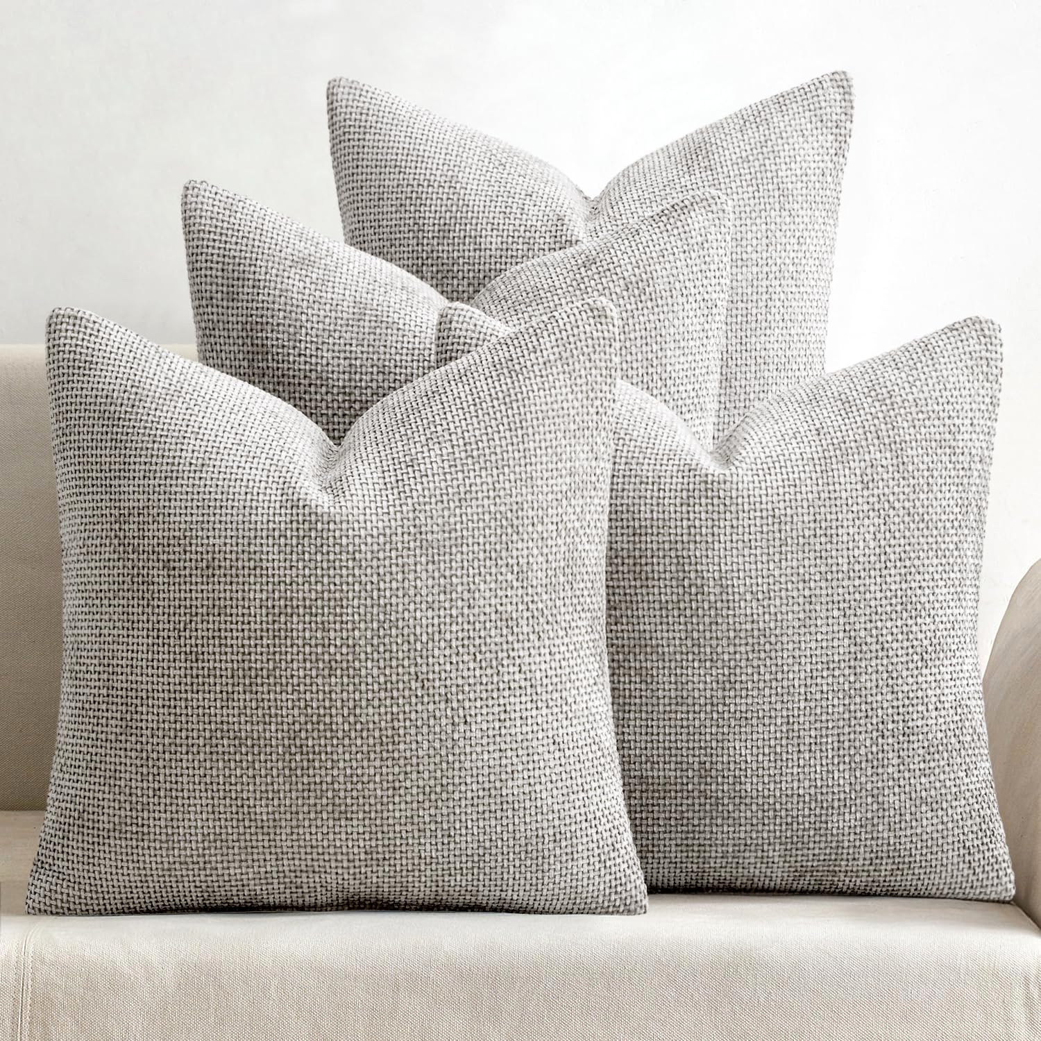 MIULEE Pack of 4 Couch Throw Pillow Covers 20x20 Inch Cream Soft Decorative Chenille Pillow Covers Farmhouse Accent Cushion Covers for Boho Spring Home Decor Sofa Bedroom Living Room